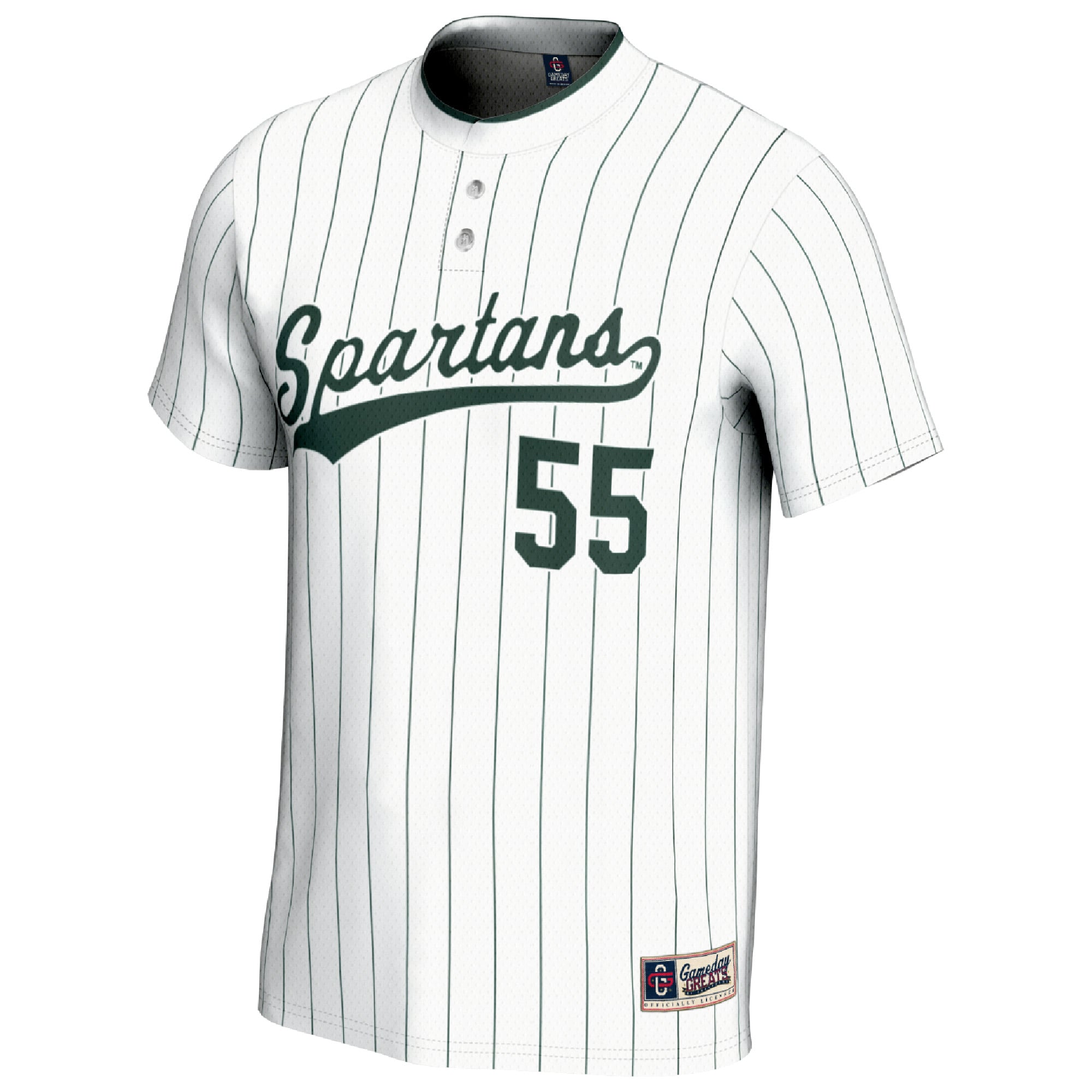 #1 Michigan State Spartans Unisex Lightweight Softball Fashion Jersey White - front view
