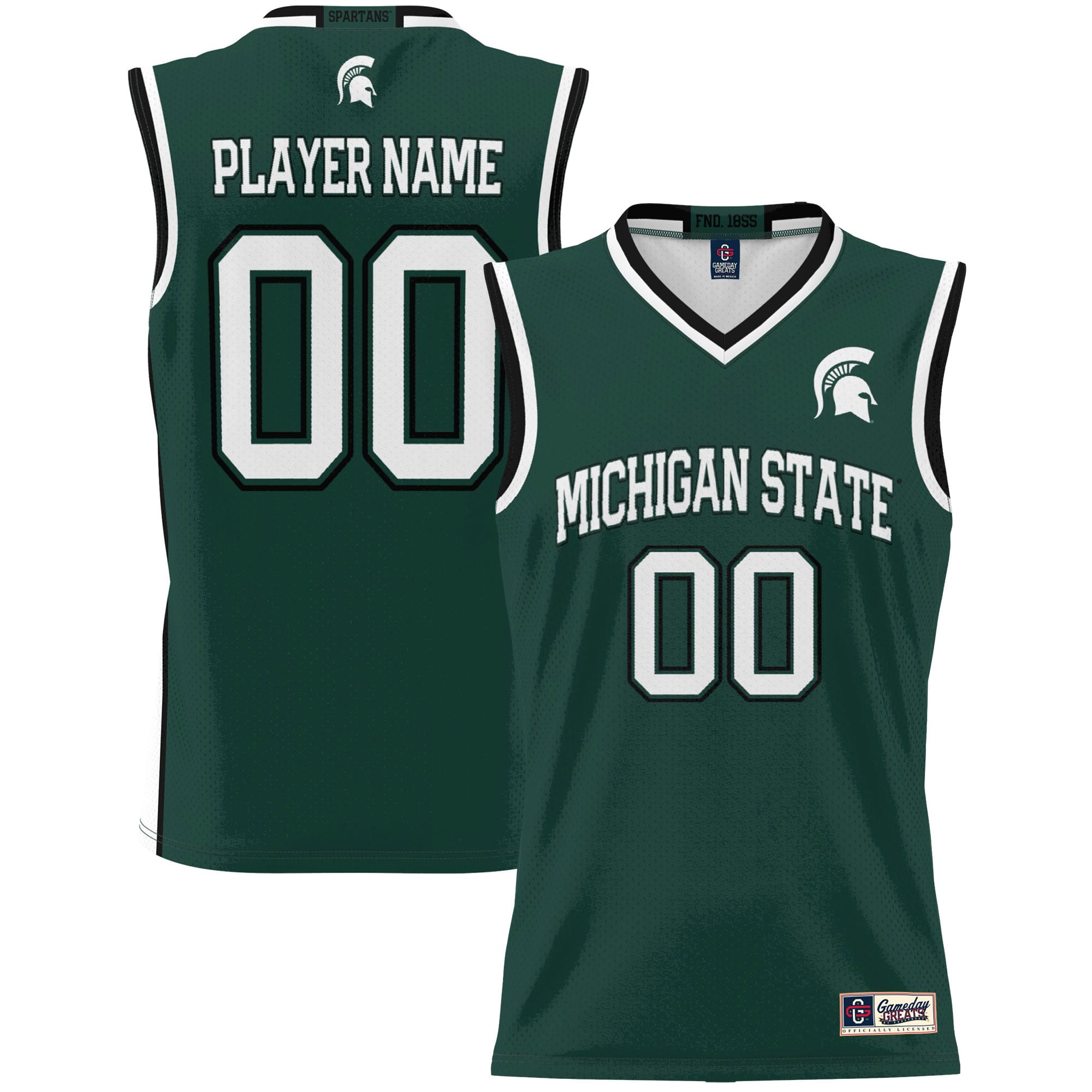 Michigan State Spartans Youth Lightweight Women's Basketball Jersey Green - front and back view