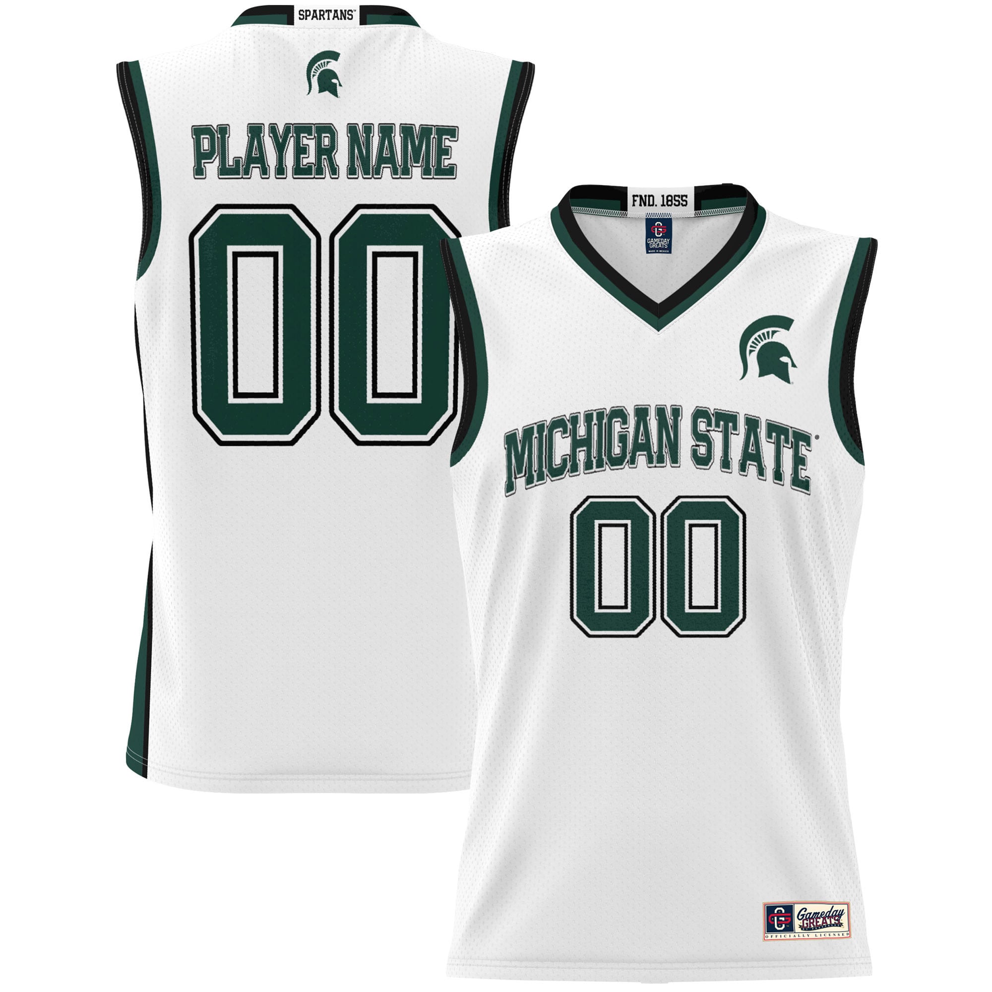 Michigan State Spartans Youth Lightweight Women's Basketball Jersey White - front and back view