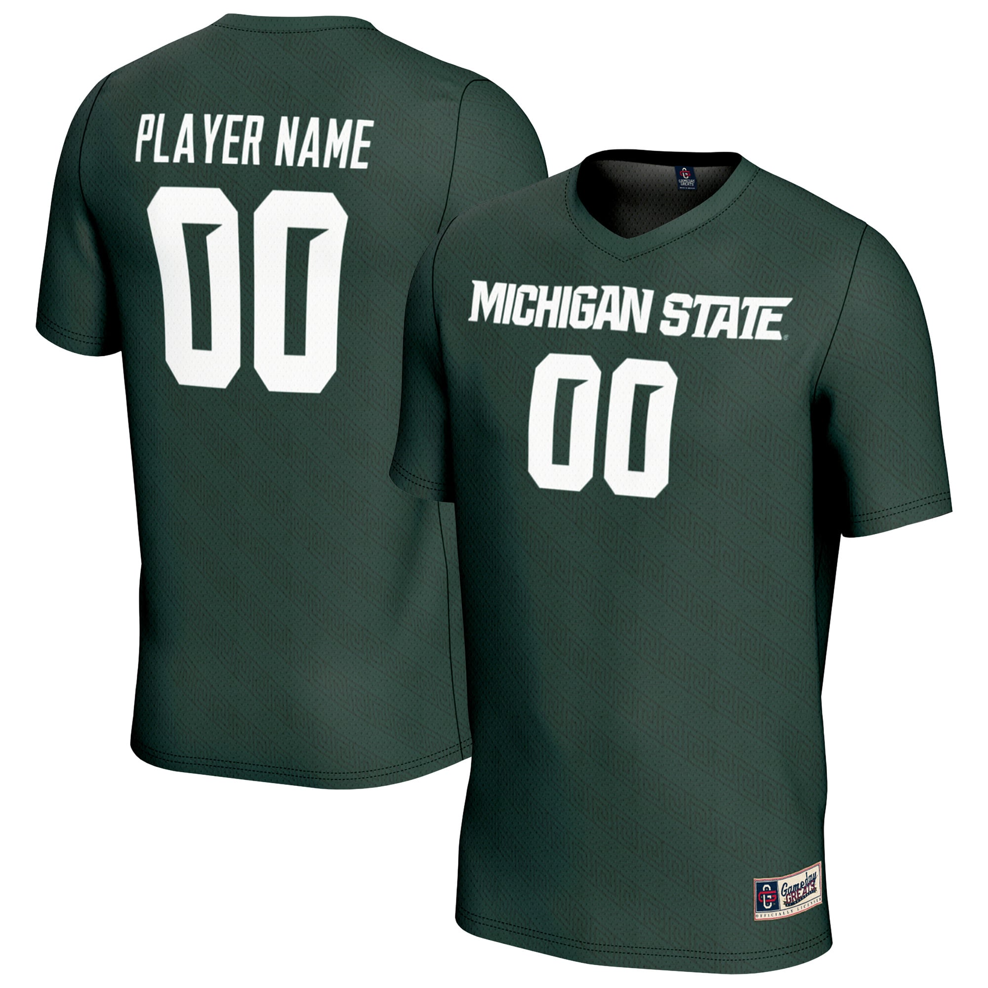 Michigan State Spartans Unisex Men's Soccer Jersey Green - front and back view