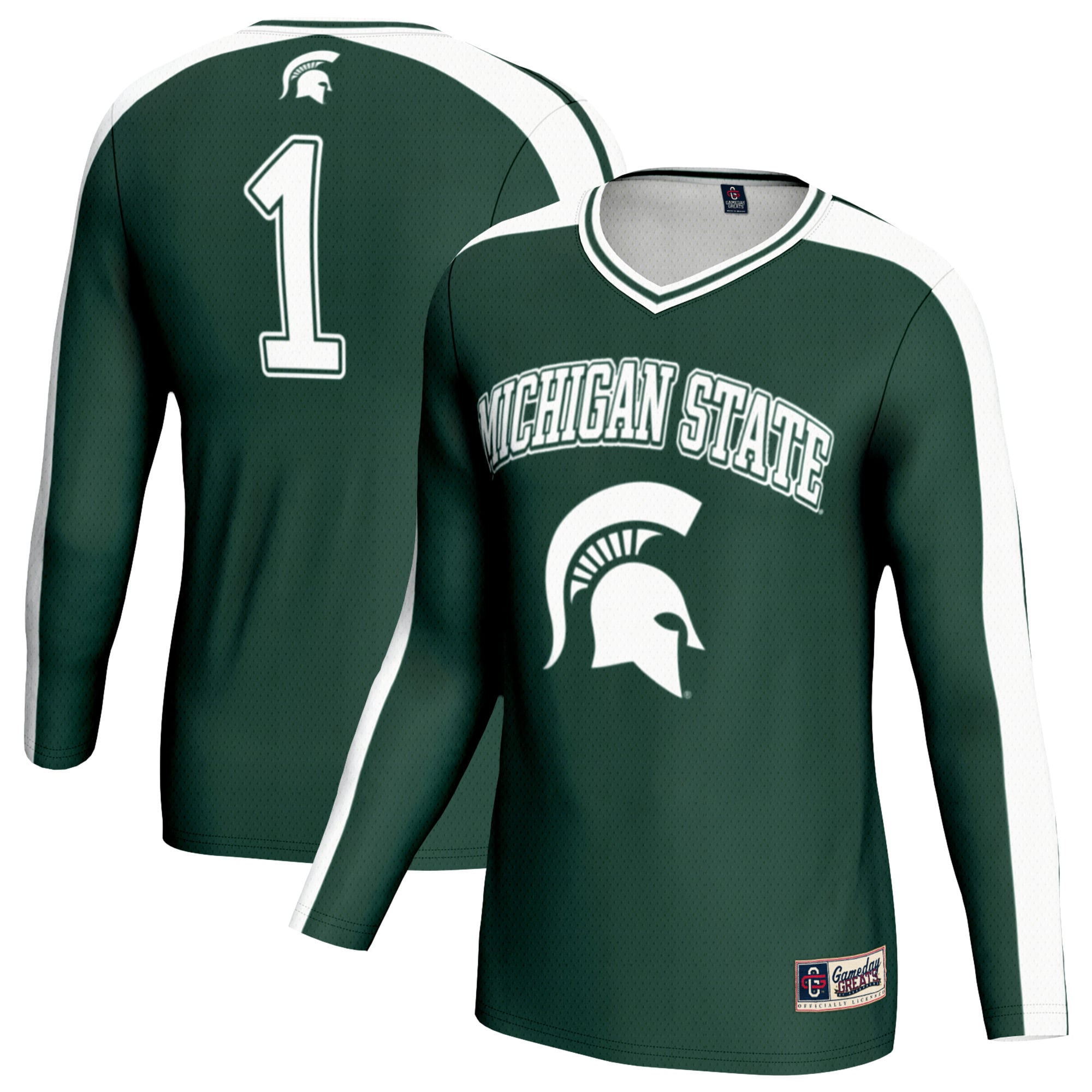 Michigan State Spartans Youth Women's Volleyball Lightweight Fashion Jersey - front and back view