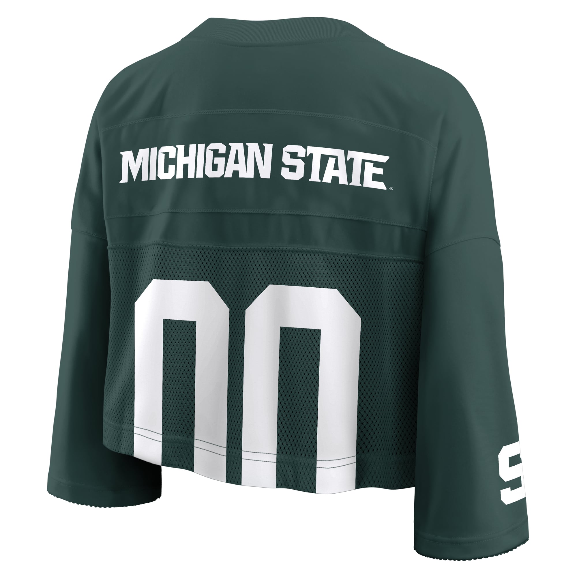 Michigan State Spartans Women's Cropped Mesh Fashion Jersey Green - back view