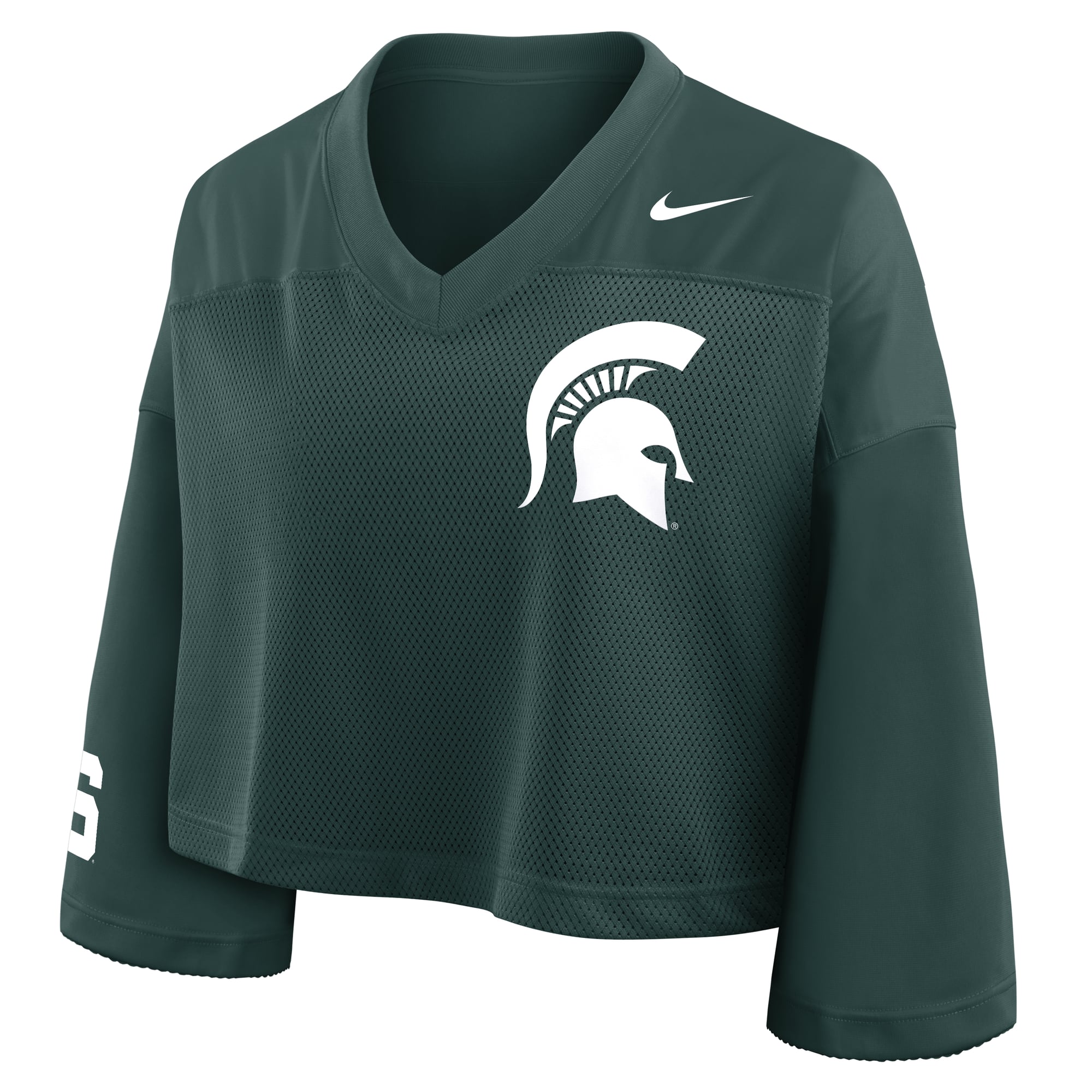 Michigan State Spartans Women's Cropped Mesh Fashion Jersey Green - front view
