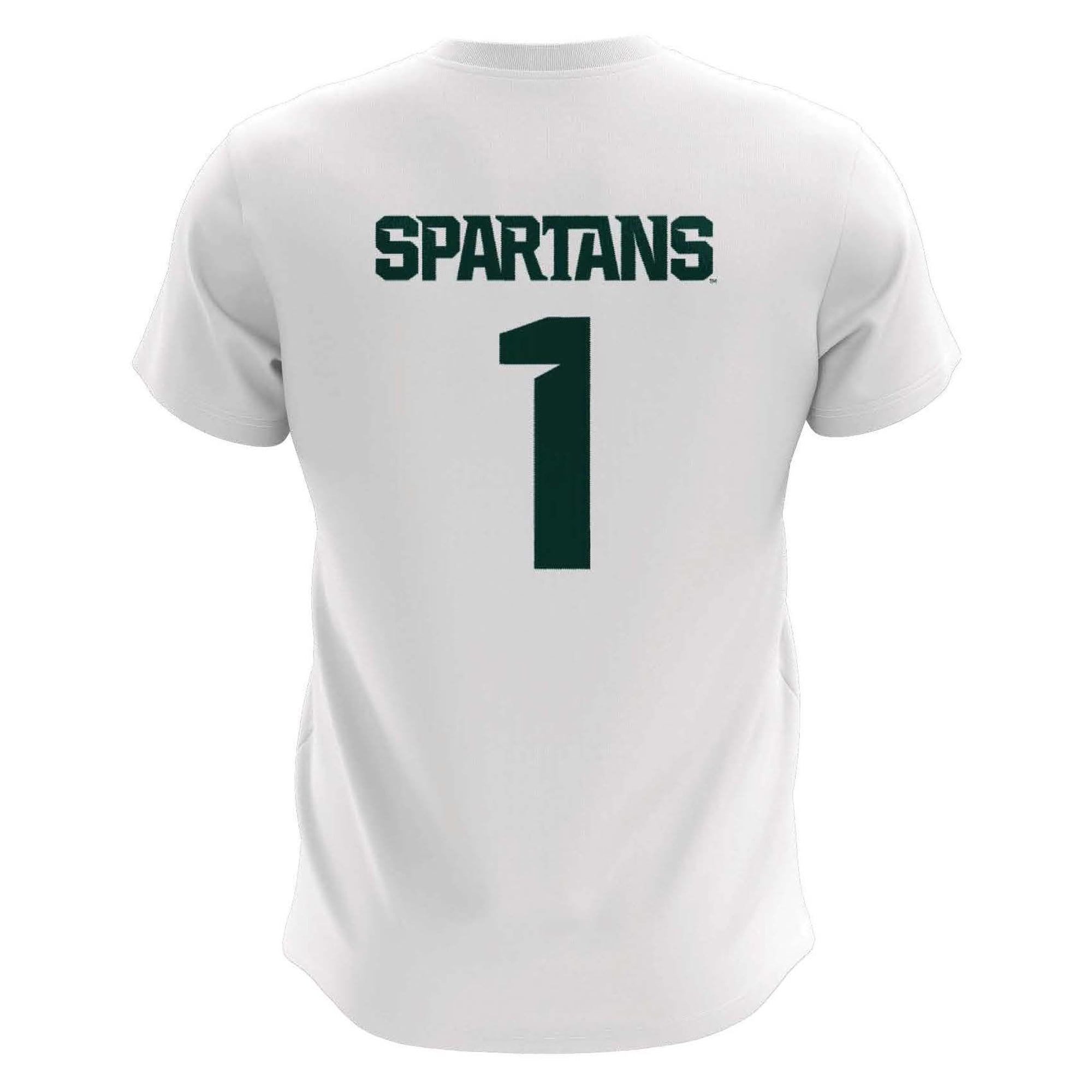 #1 Michigan State Spartans Women's Lightweight Soccer Team Jersey White - back view