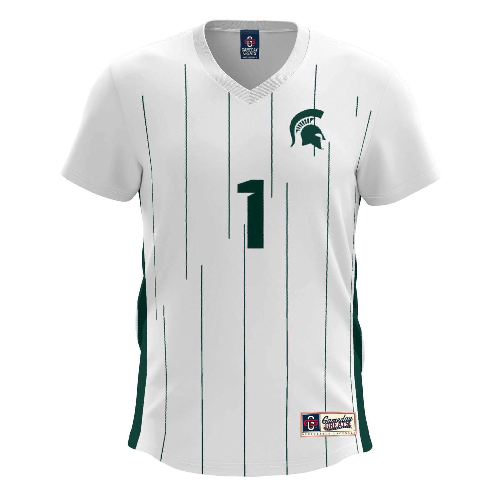 #1 Michigan State Spartans Women's Lightweight Soccer Team Jersey White - front view