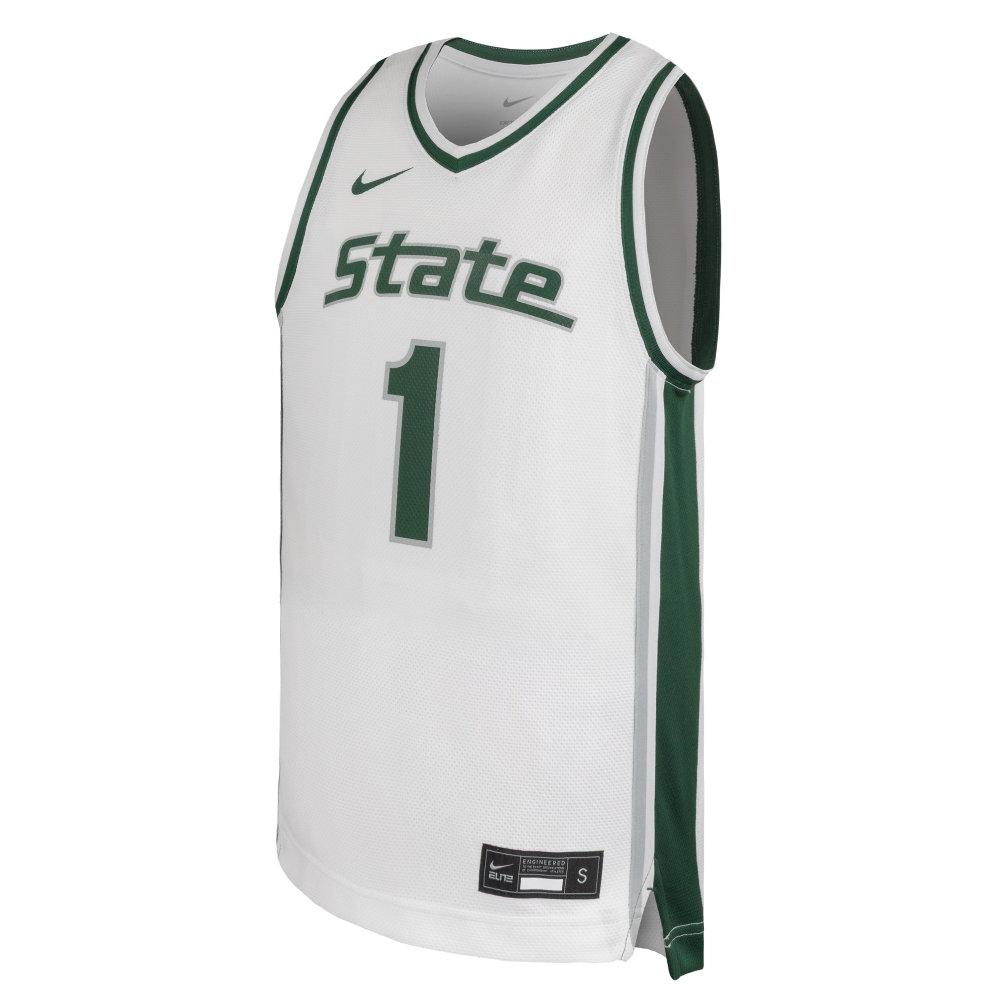 #1 Michigan State Spartans Youth Alternate Basketball Jersey White - front view