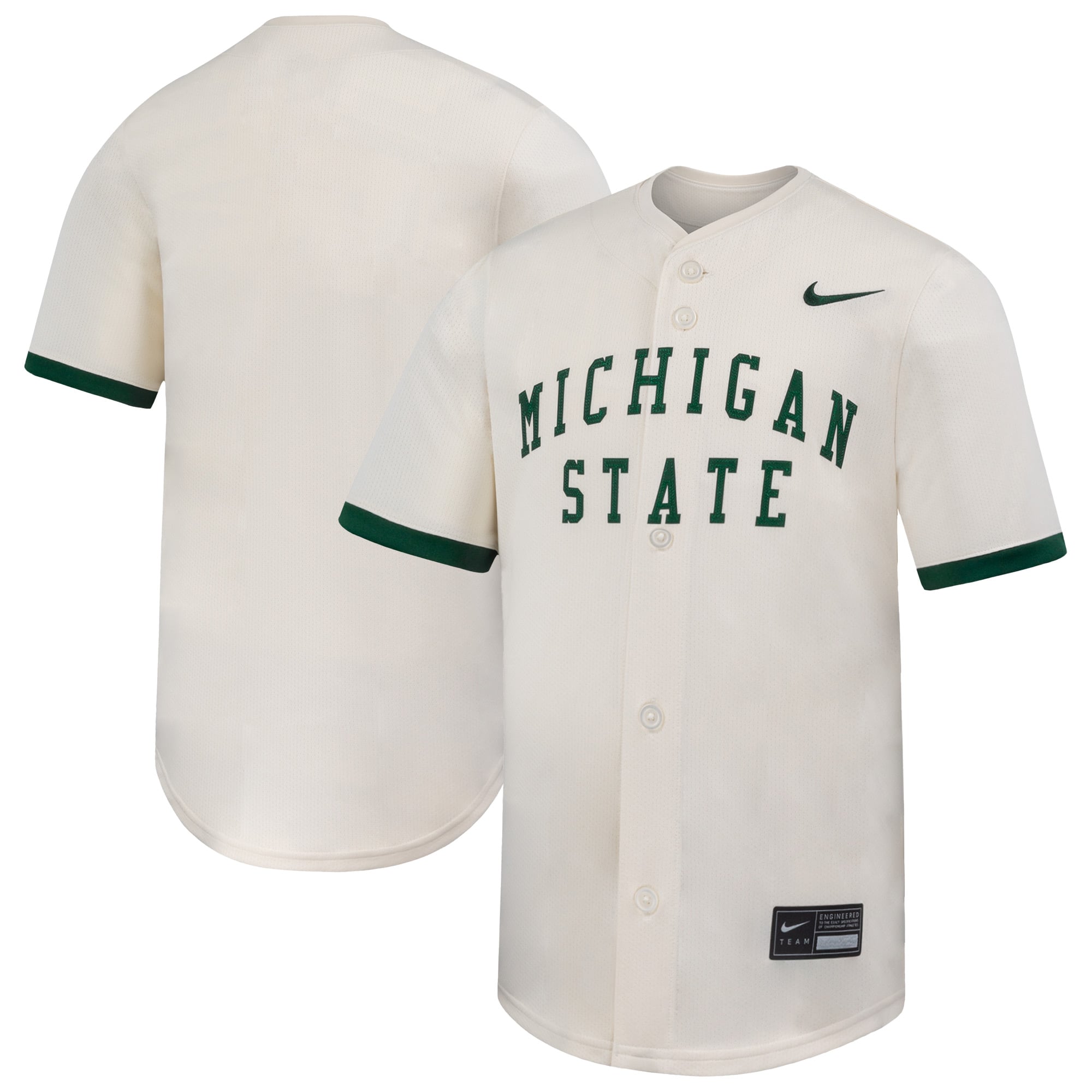 Michigan State Spartans Youth Baseball Jersey White - front and back view