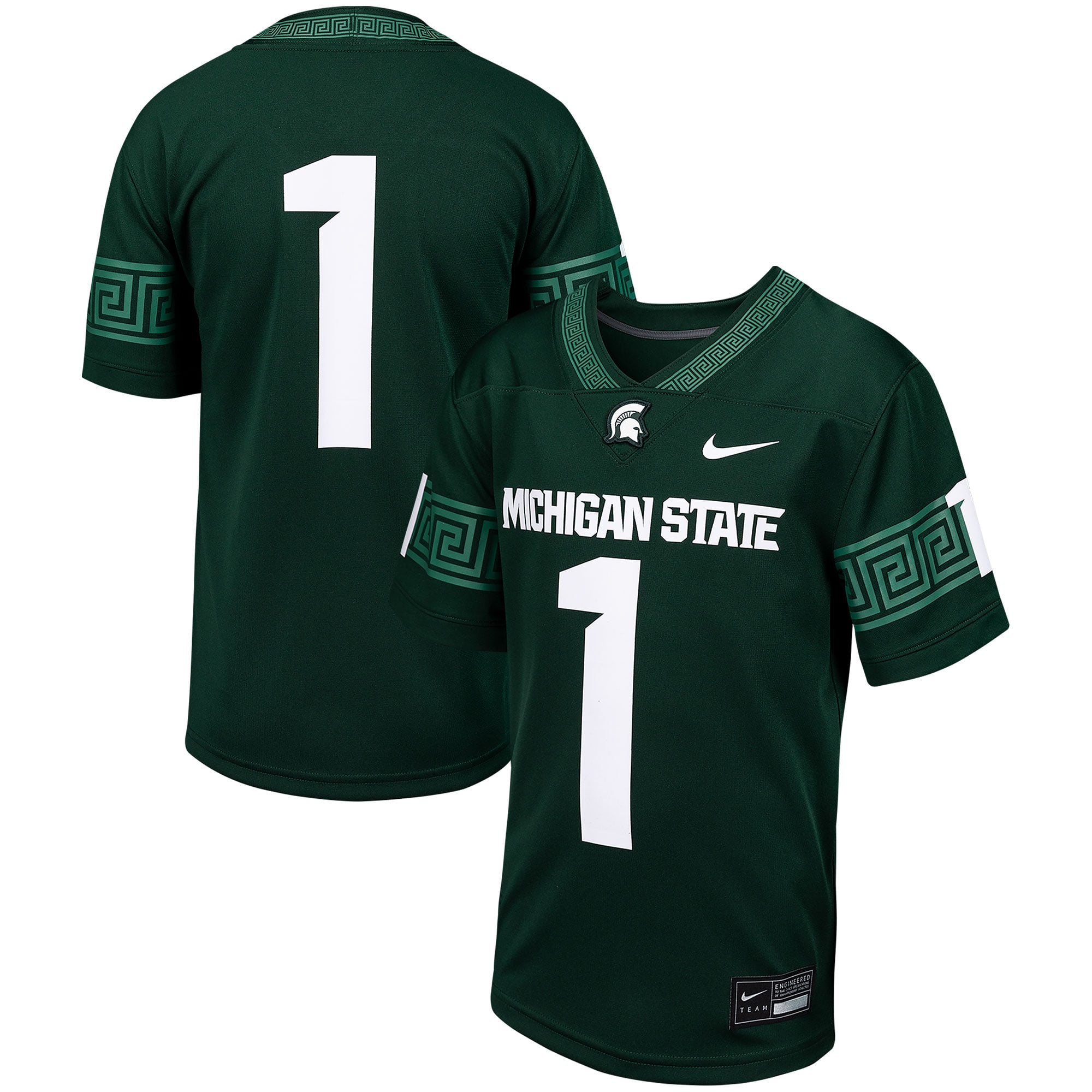 Michigan State Spartans Youth Football Jersey Green - front and back view