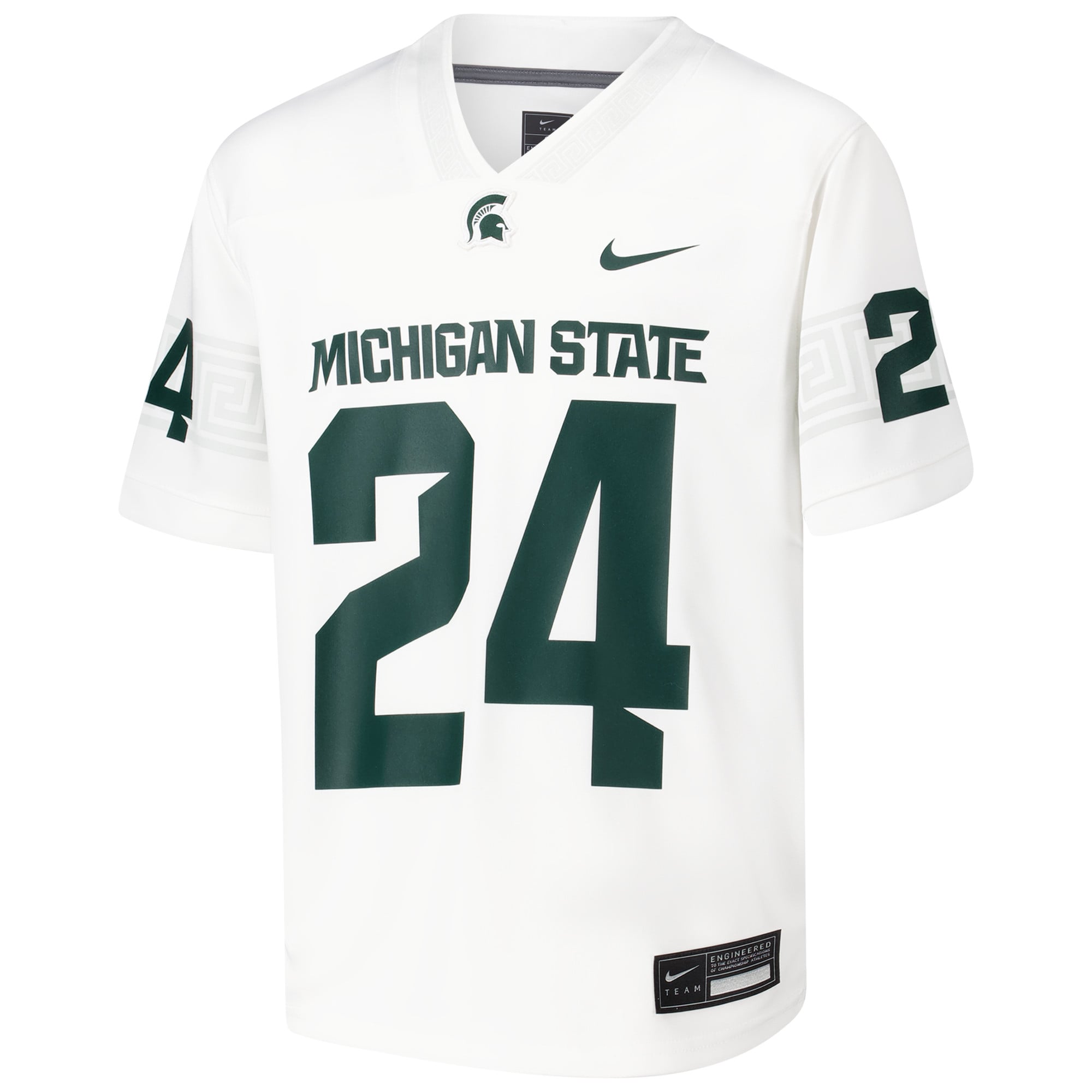 #24 Michigan State Spartans Youth Football Jersey White - front view