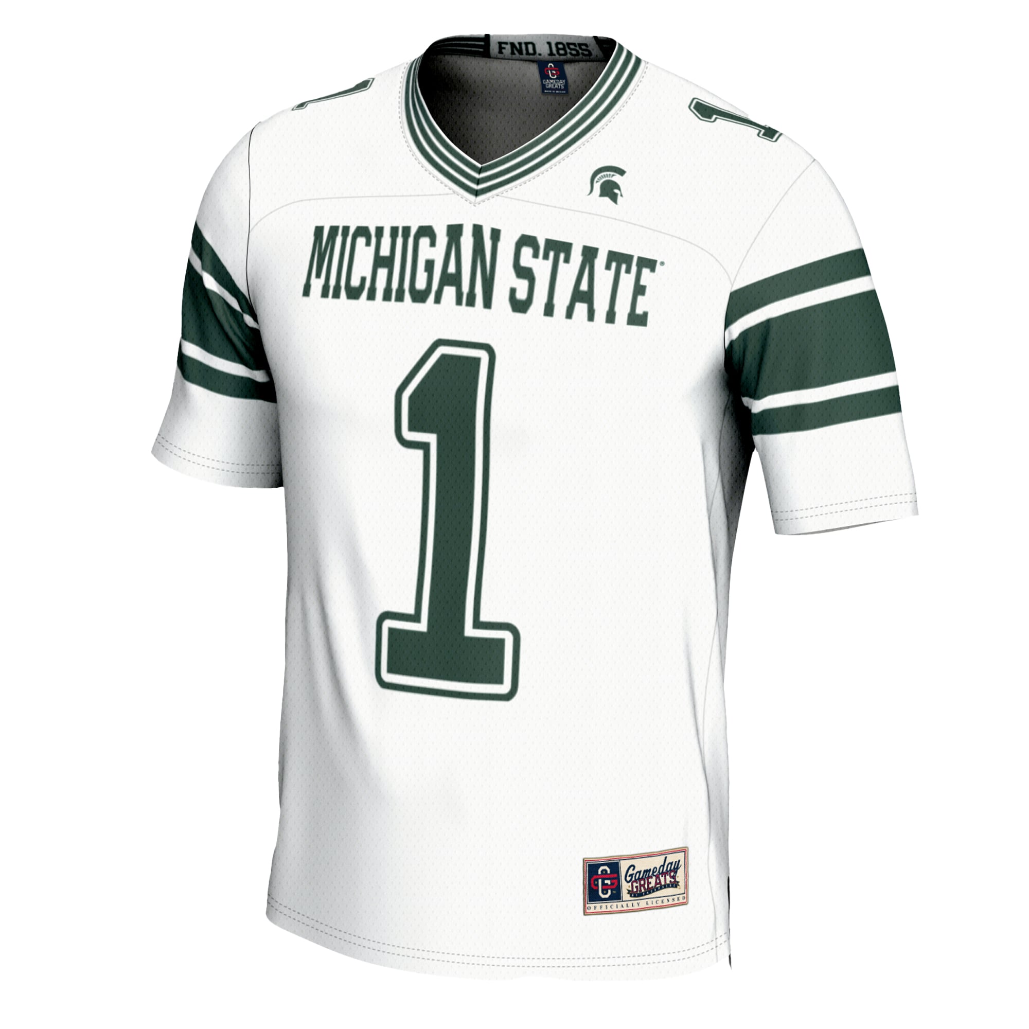 #1 Michigan State Spartans Youth Football Jersey White - front view