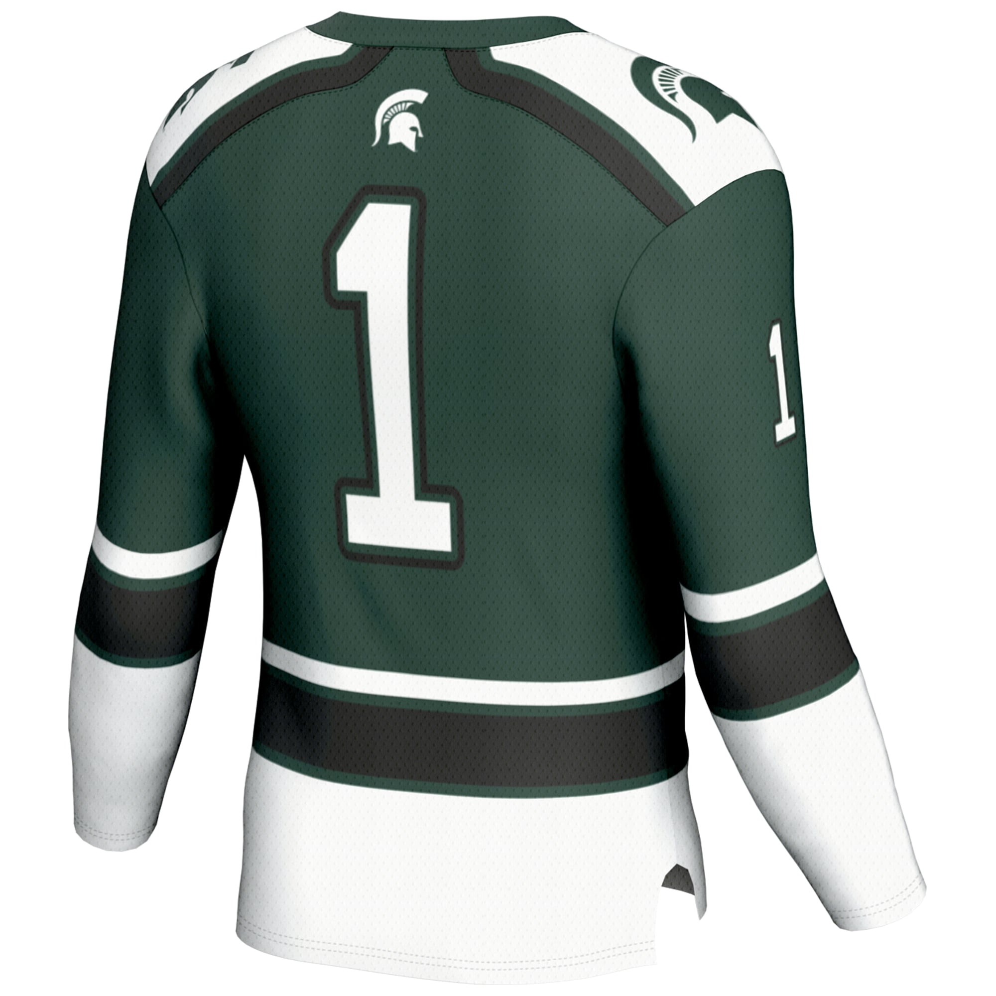 #1 Michigan State Spartans Youth Hockey Jersey Green - back view