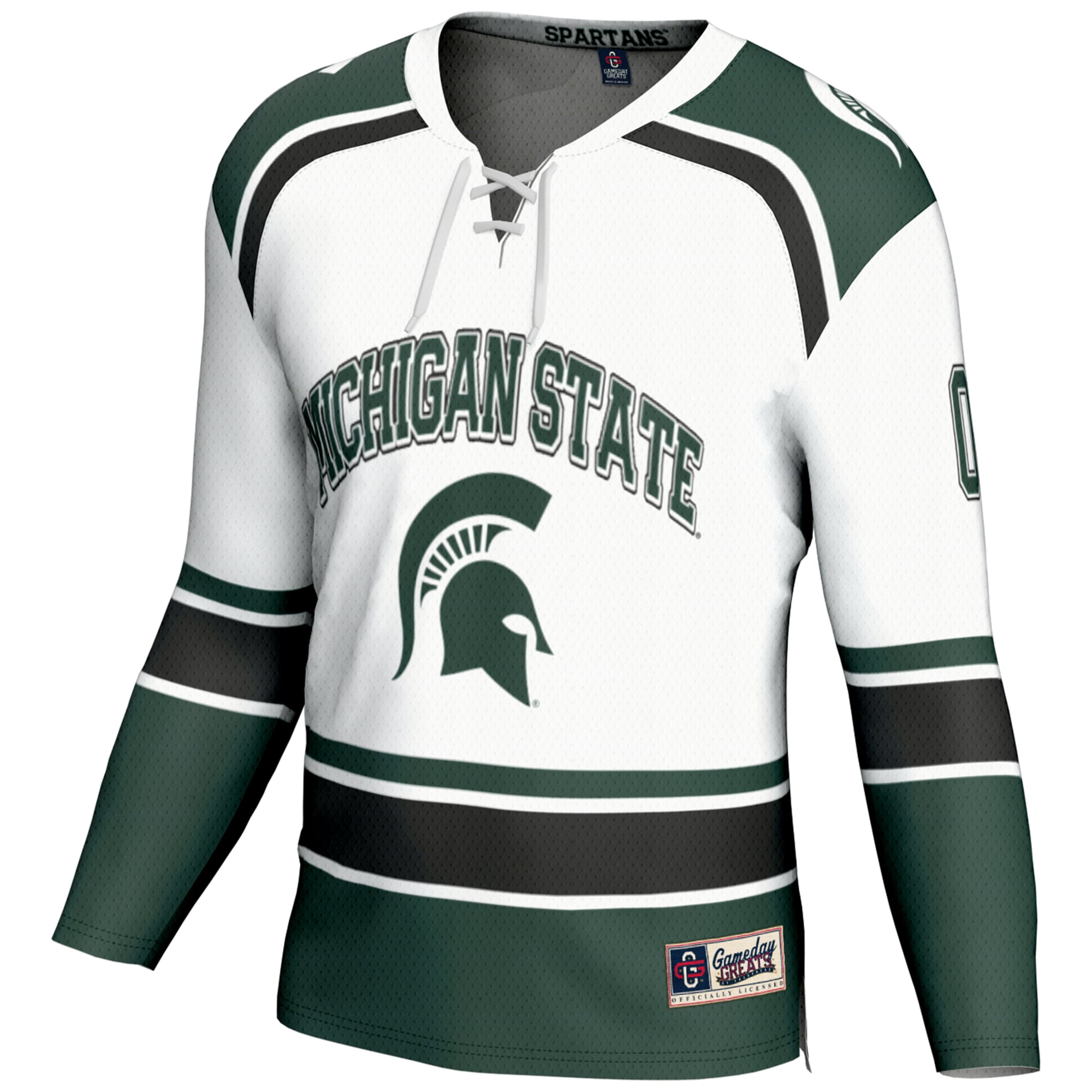 Michigan State Spartans Youth Ice Hockey Jersey White - front view