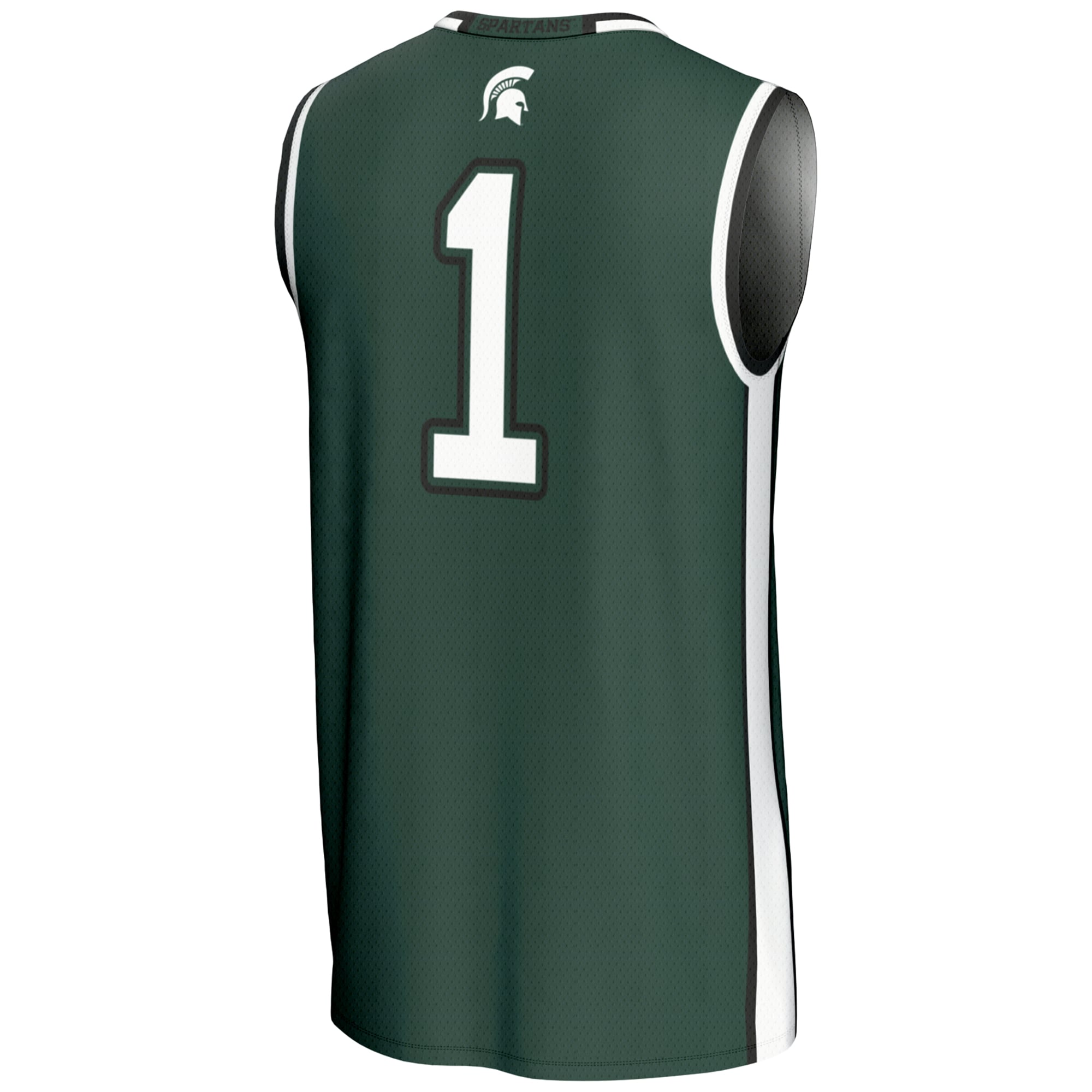 #1 Michigan State Spartans Youth Lightweight Basketball Jersey Green - back view