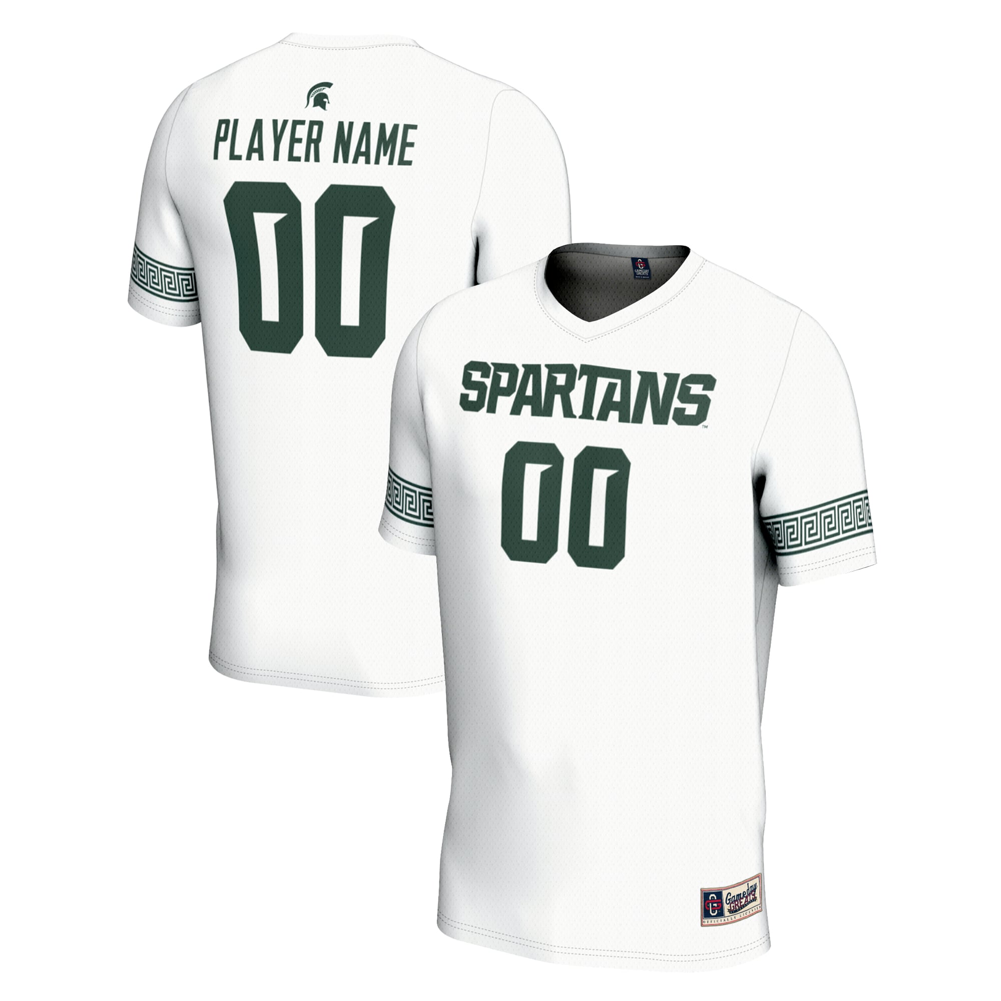 Michigan State Spartans Youth Lightweight Soccer Jersey White - front and back view