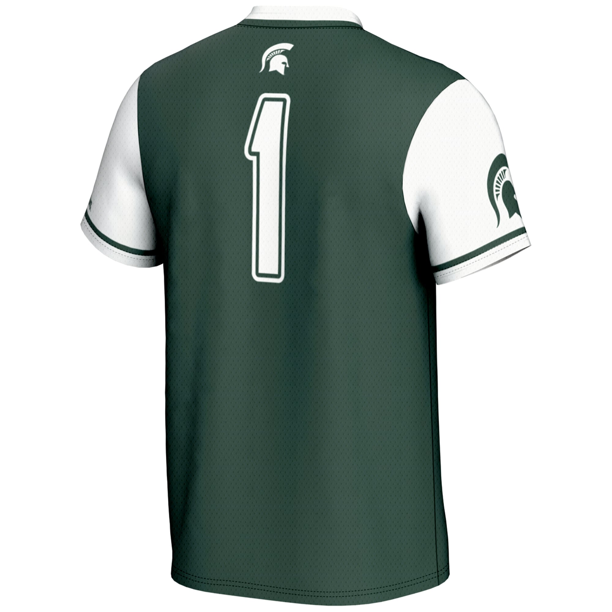 #1 Michigan State Spartans Youth Lightweight Softball Jersey Green - back view