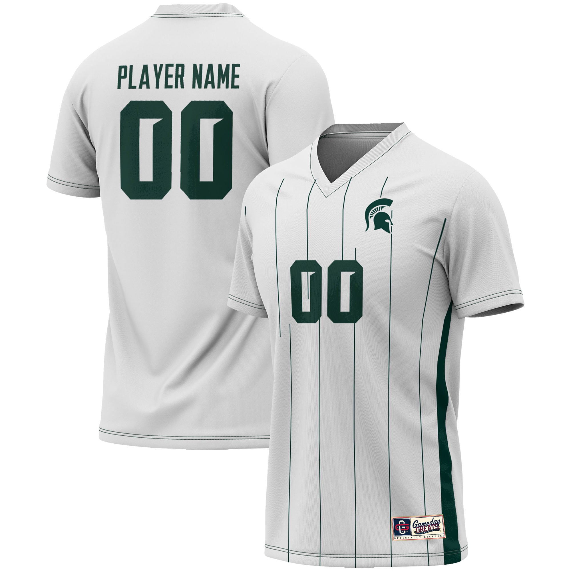 Michigan State Spartans Youth Lightweight Women's Soccer Jersey White - front and back view