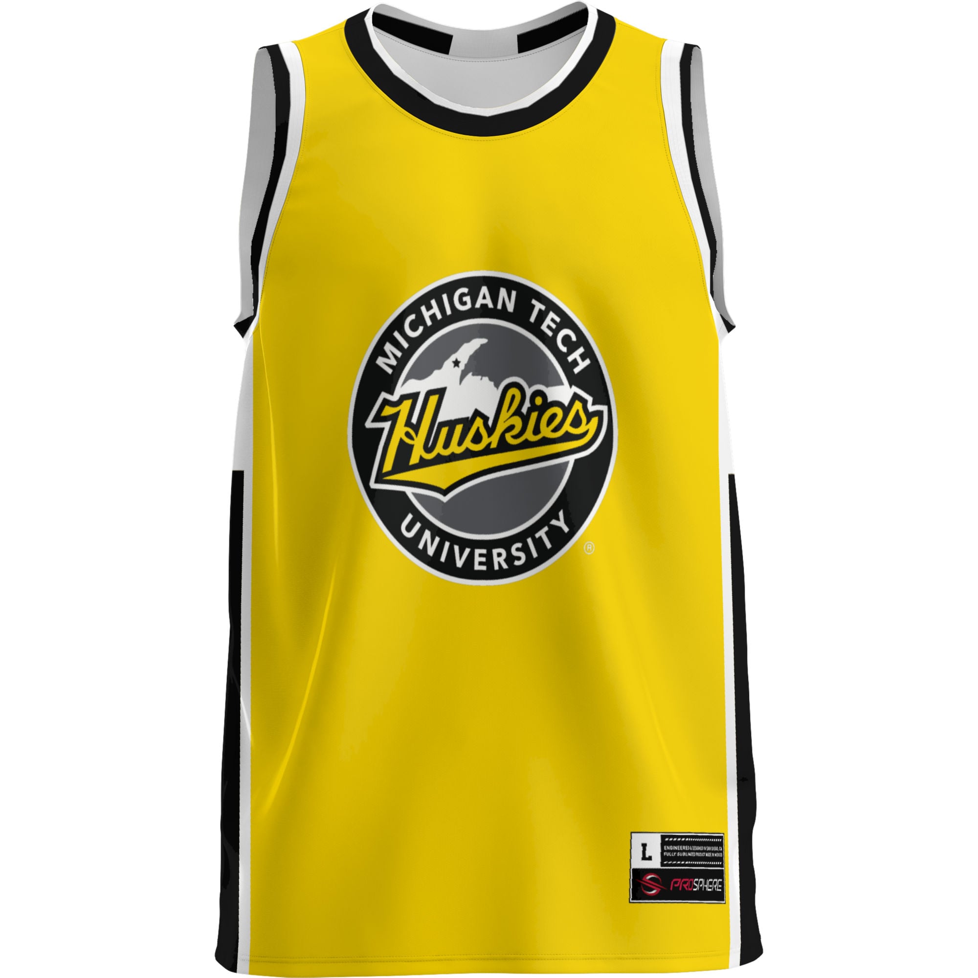 Michigan Tech Huskies Lightweight Basketball Jersey Gold - front view