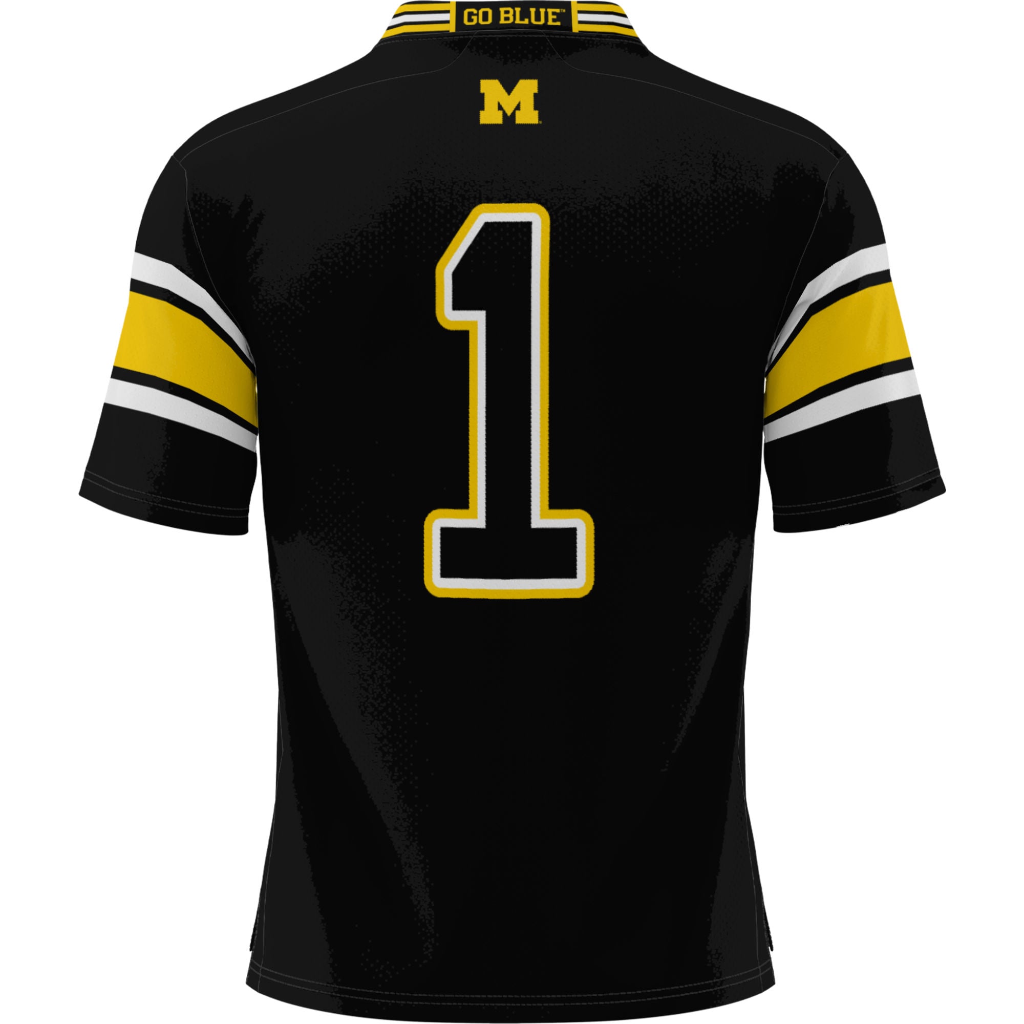 #1 Michigan Wolverines Youth Football Jersey Black - back view