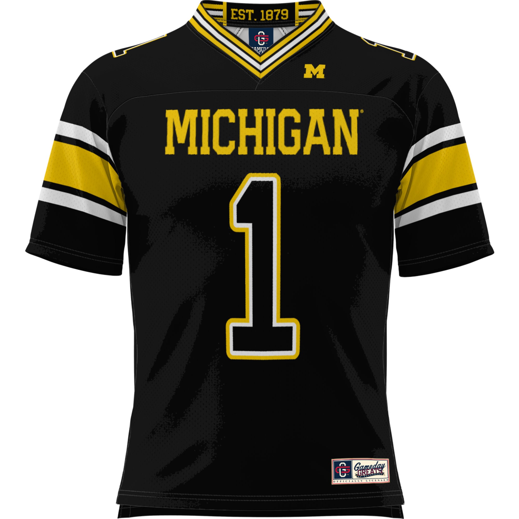 #1 Michigan Wolverines Youth Football Jersey Black - front view