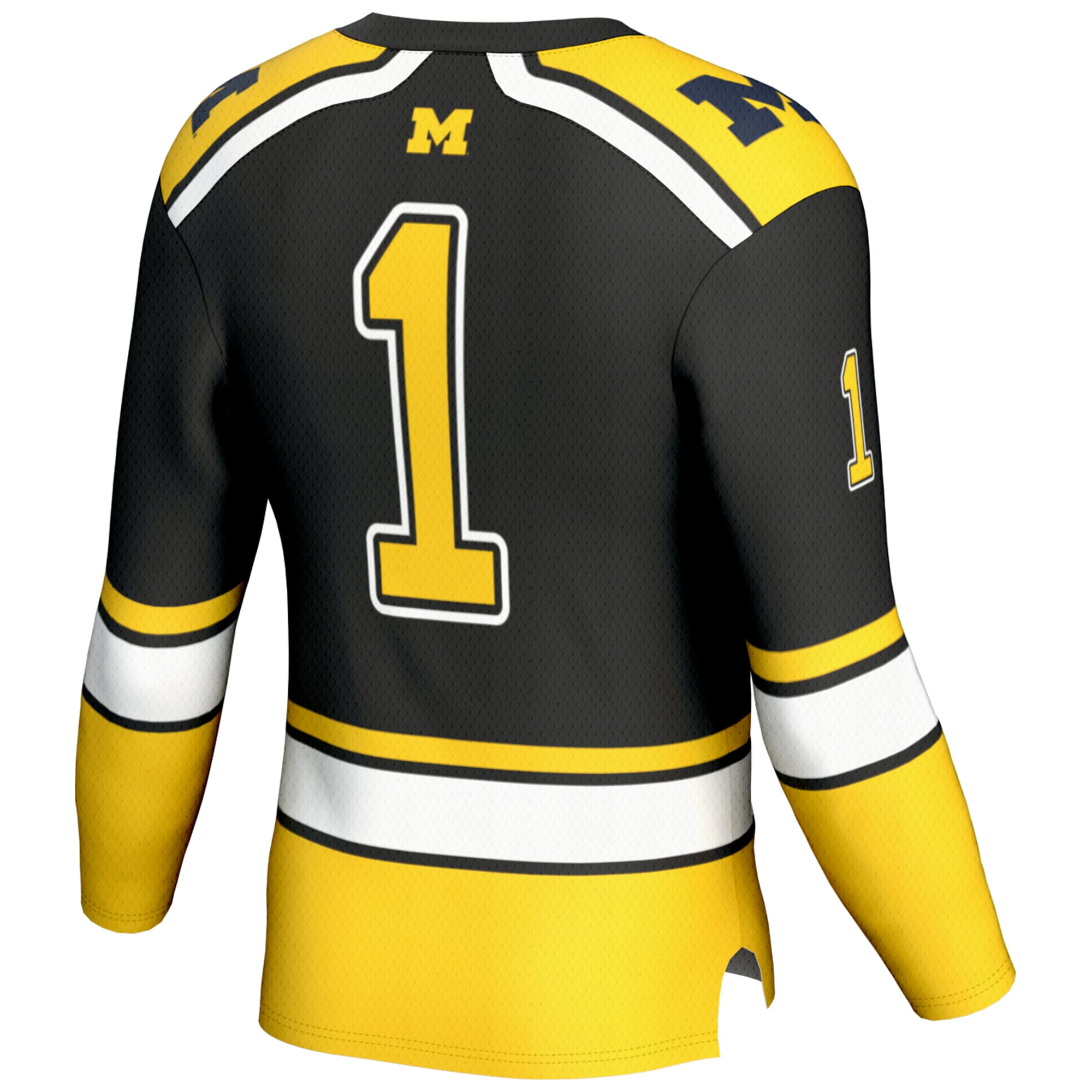 #1 Michigan Wolverines Hockey Jersey Black - back view