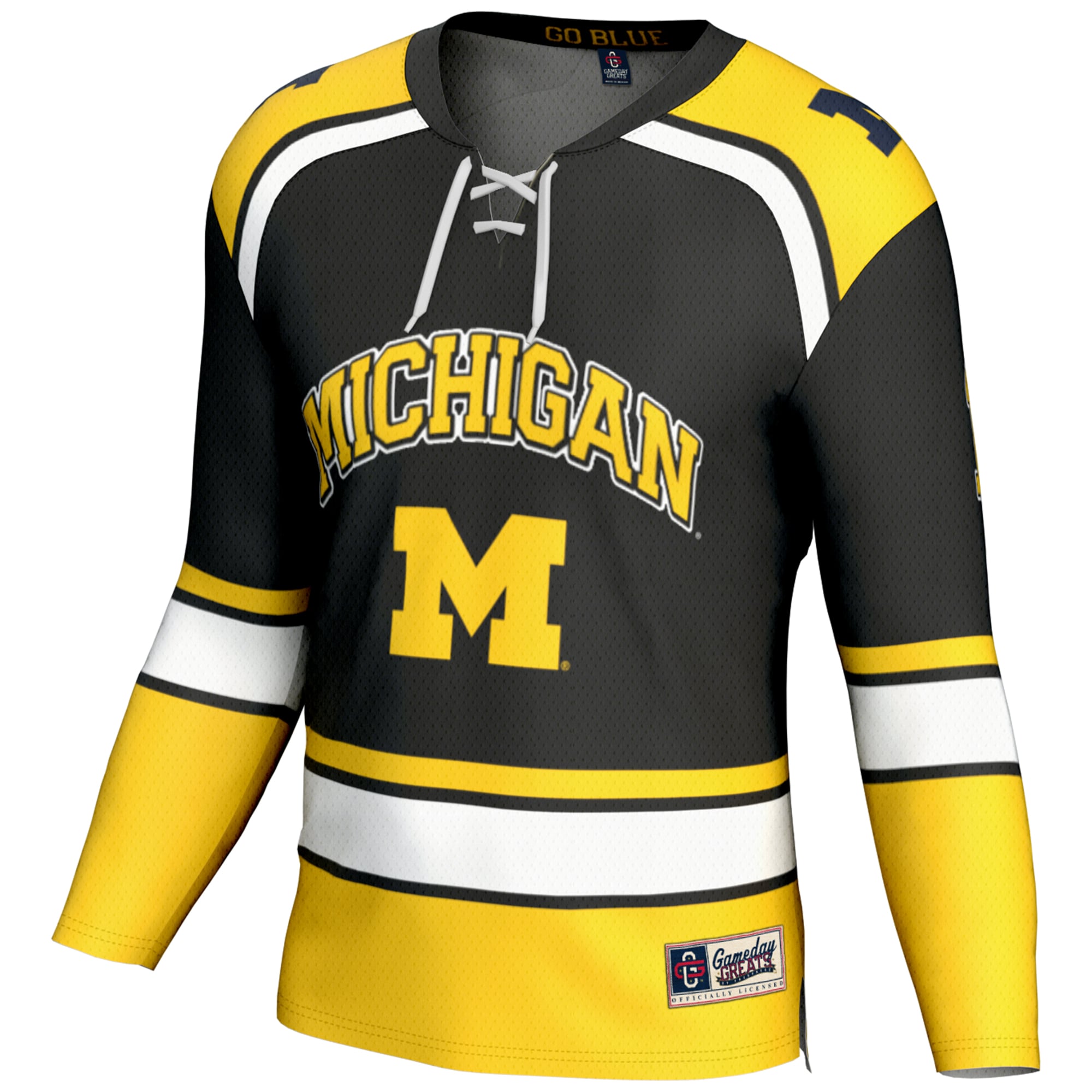 #1 Michigan Wolverines Hockey Jersey Black - front view