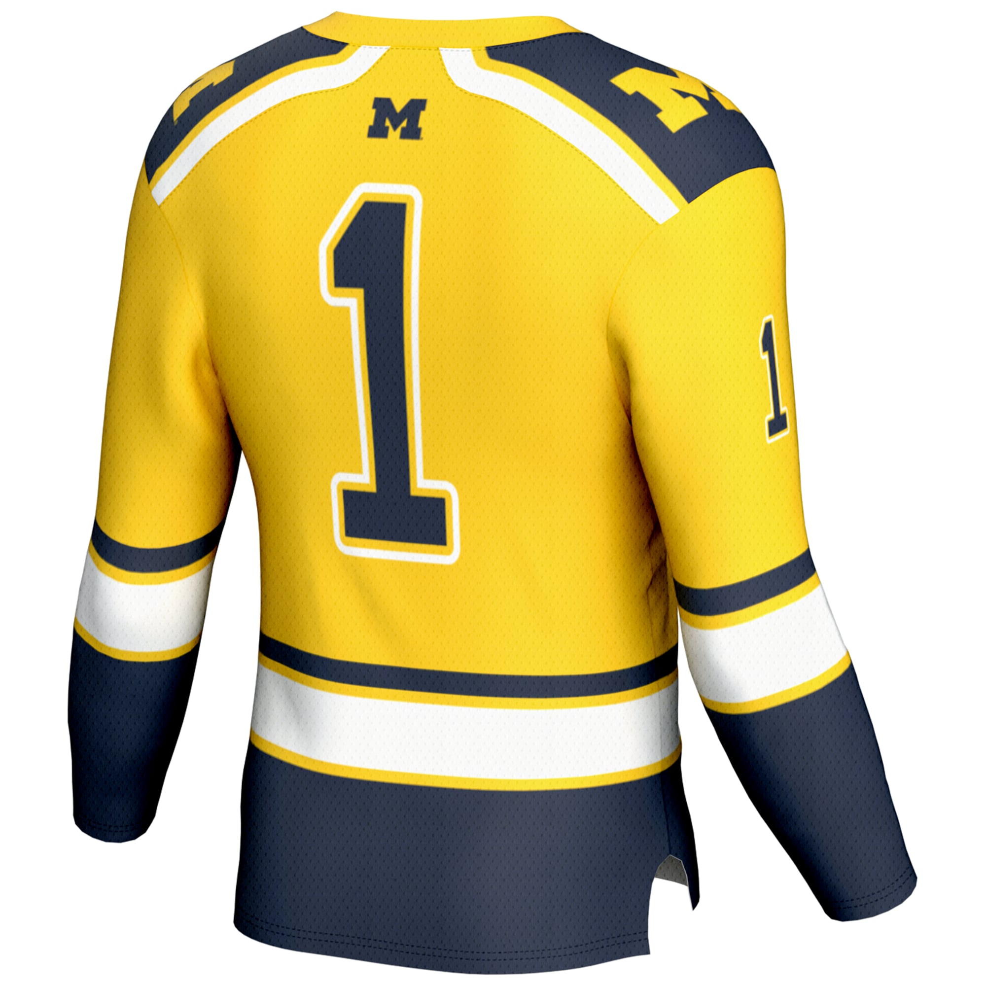 #1 Michigan Wolverines Hockey Jersey Maize - back view