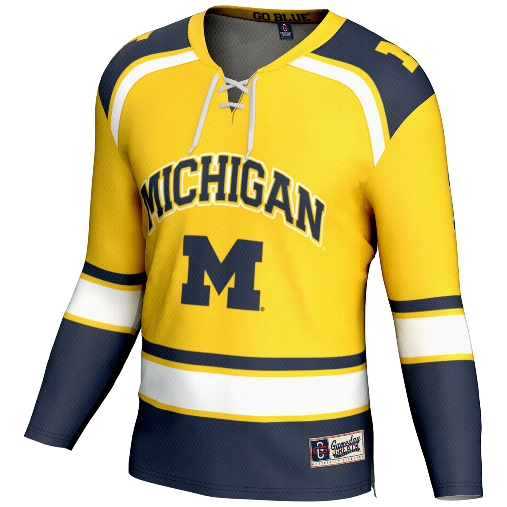 #1 Michigan Wolverines Hockey Jersey Maize - front view