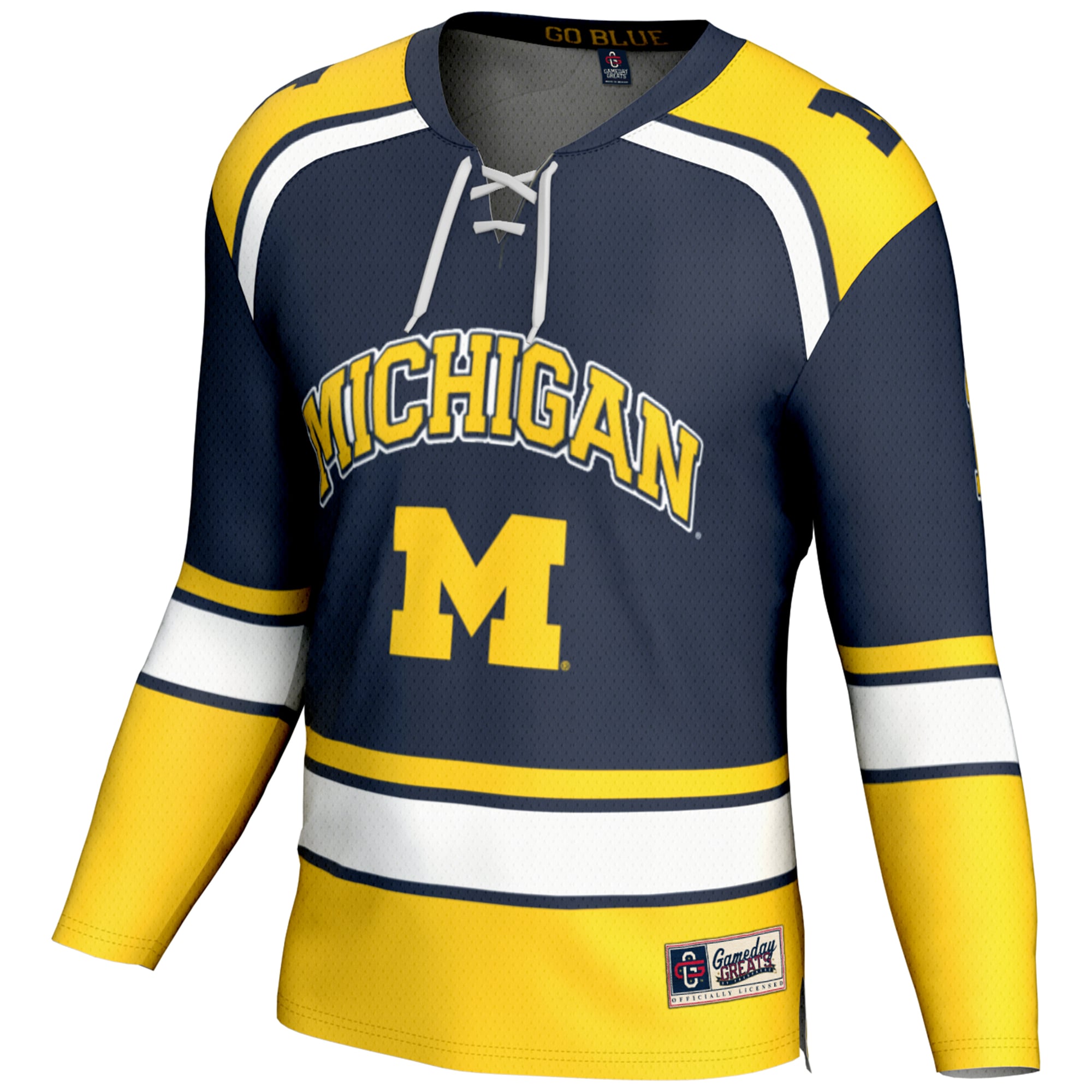 #1 Michigan Wolverines Hockey Jersey Navy - front view