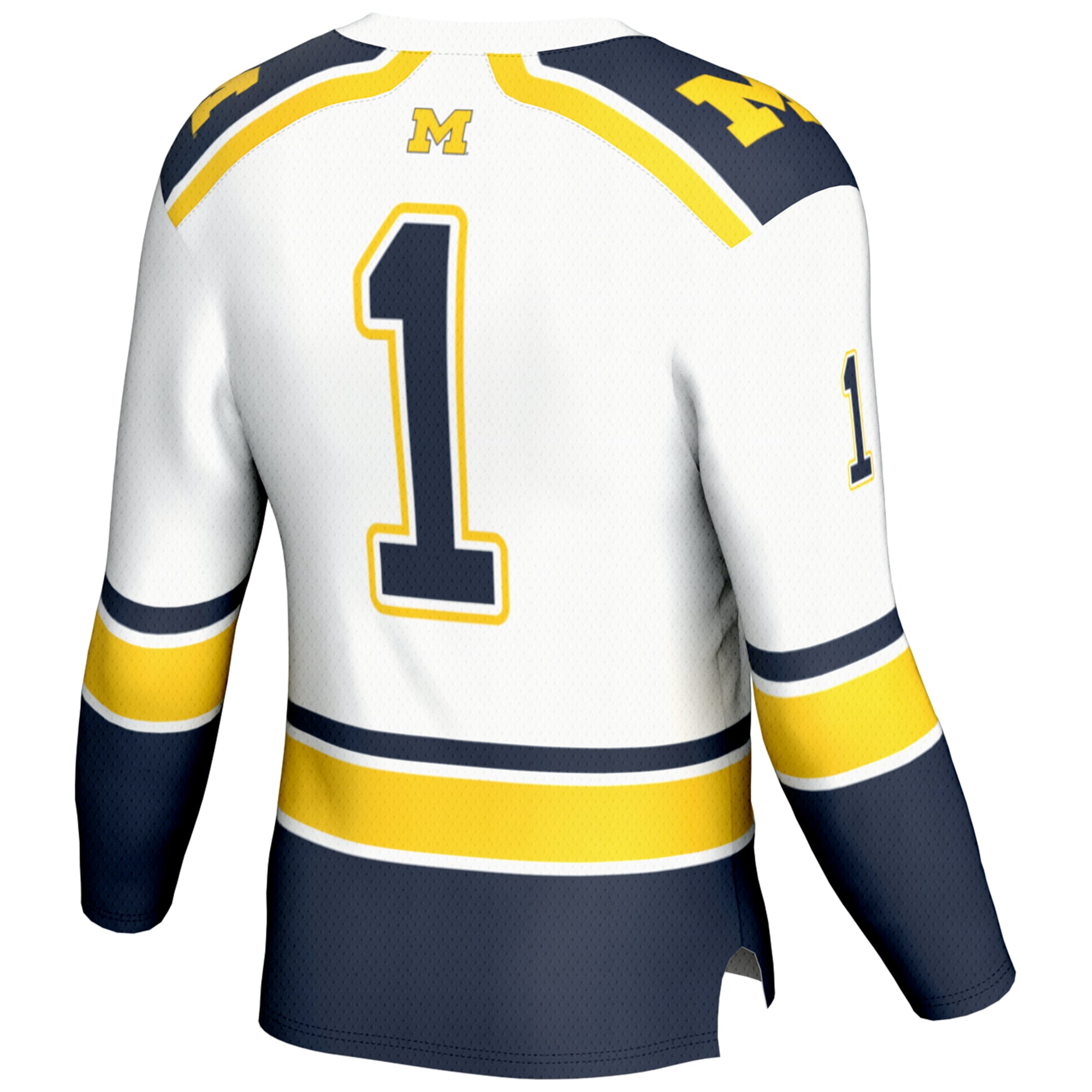 #1 Michigan Wolverines Hockey Jersey White - back view
