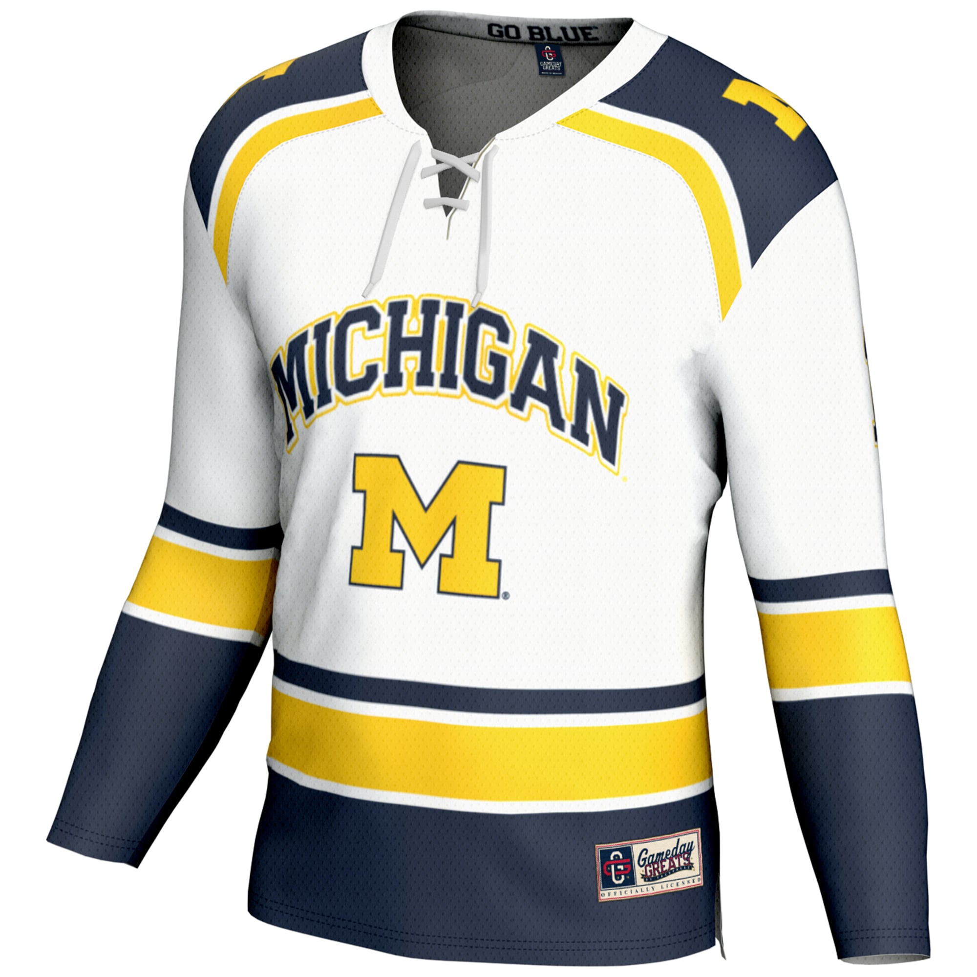 #1 Michigan Wolverines Hockey Jersey White - front view