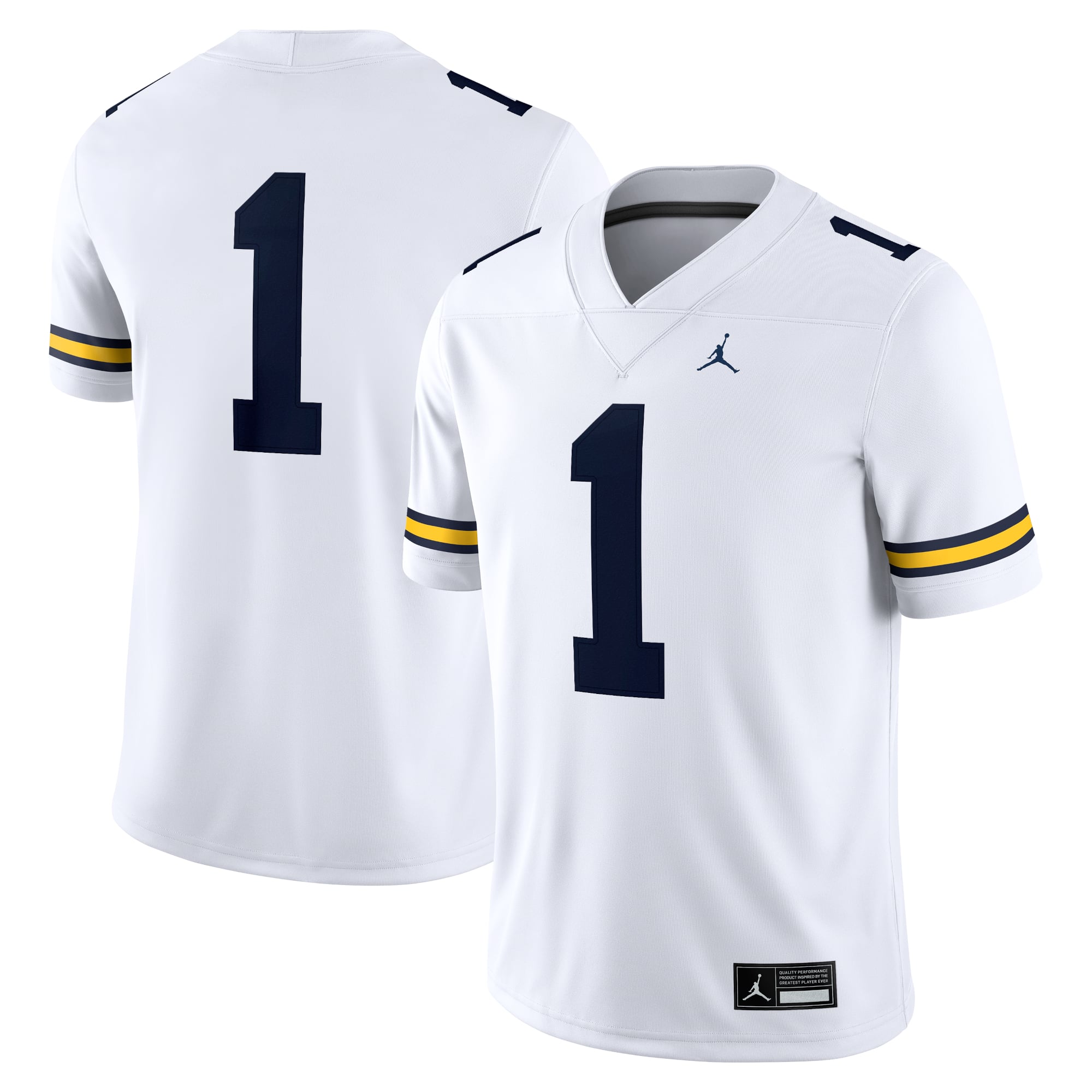 #1 Michigan Wolverines Jersey White - front and back view