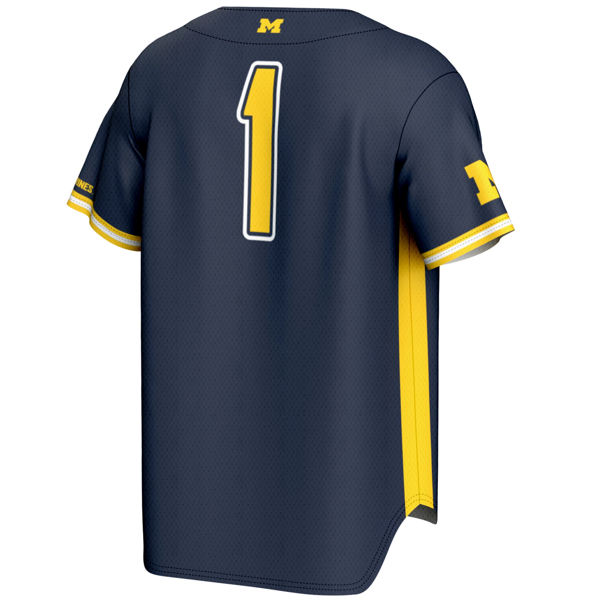 #1 Michigan Wolverines Lightweight Baseball Fashion Jersey Navy - back view