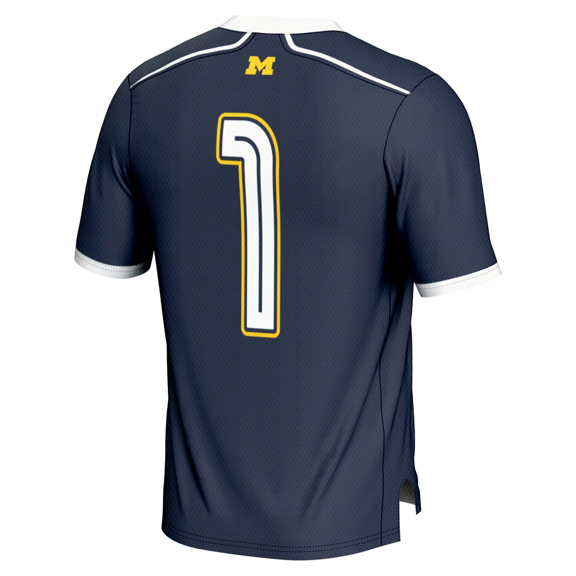#1 Michigan Wolverines Lightweight Lacrosse Fashion Jersey Navy - back view