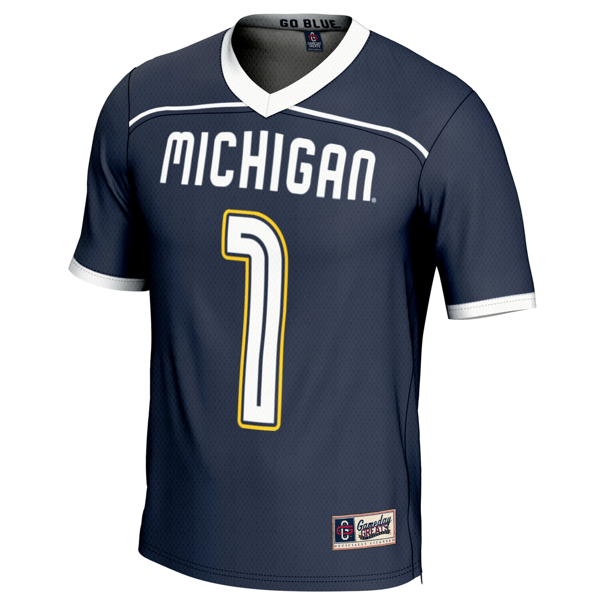 #1 Michigan Wolverines Lightweight Lacrosse Fashion Jersey Navy - front view