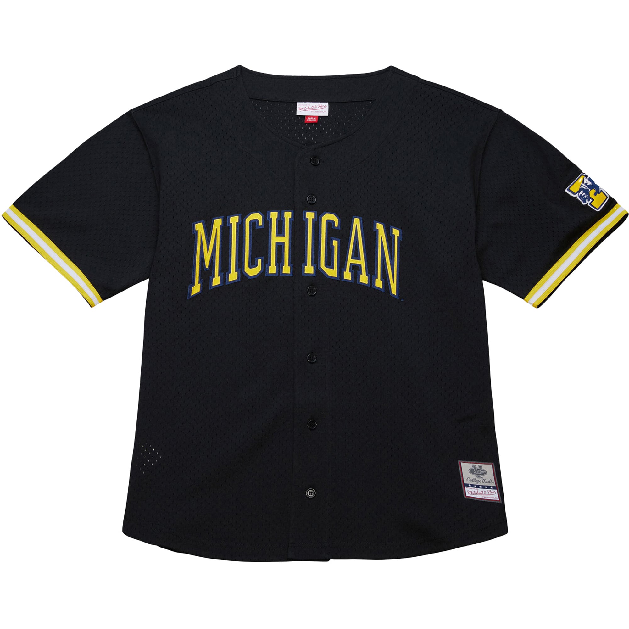 Michigan Wolverines On The Clock Full-Button Fashion Jersey Black - front view
