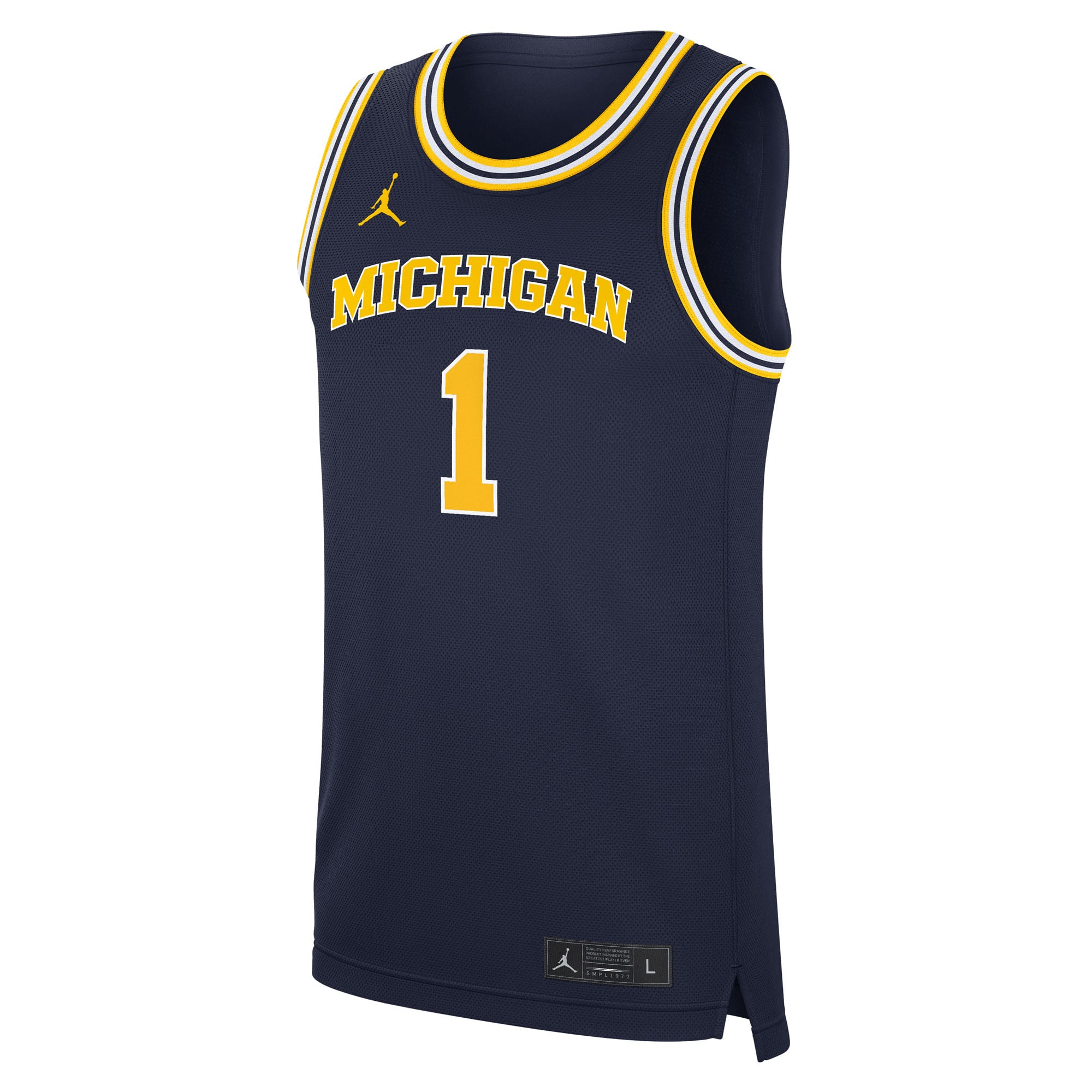 Michigan Wolverines Road Basketball Jersey Navy - front view