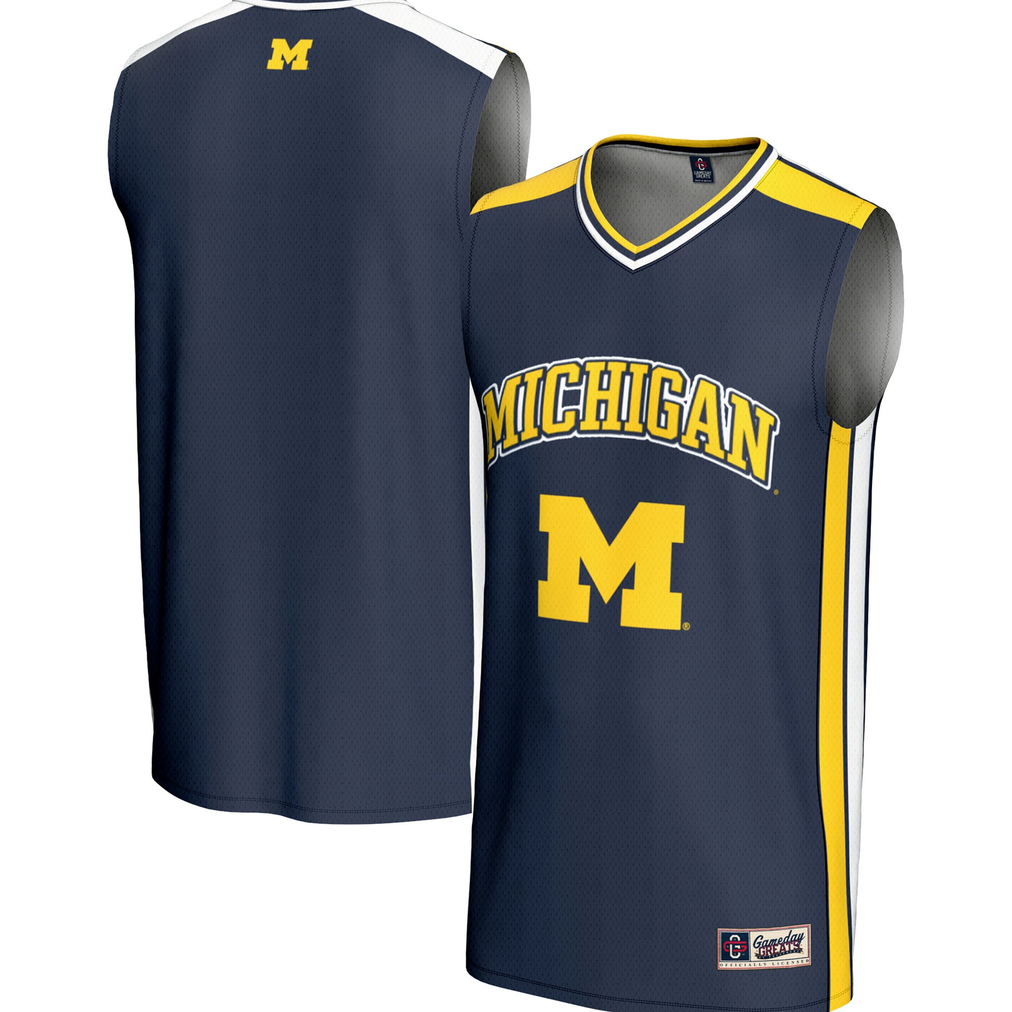 Michigan Wolverines Spirit Basketball Jersey Navy - front and back view