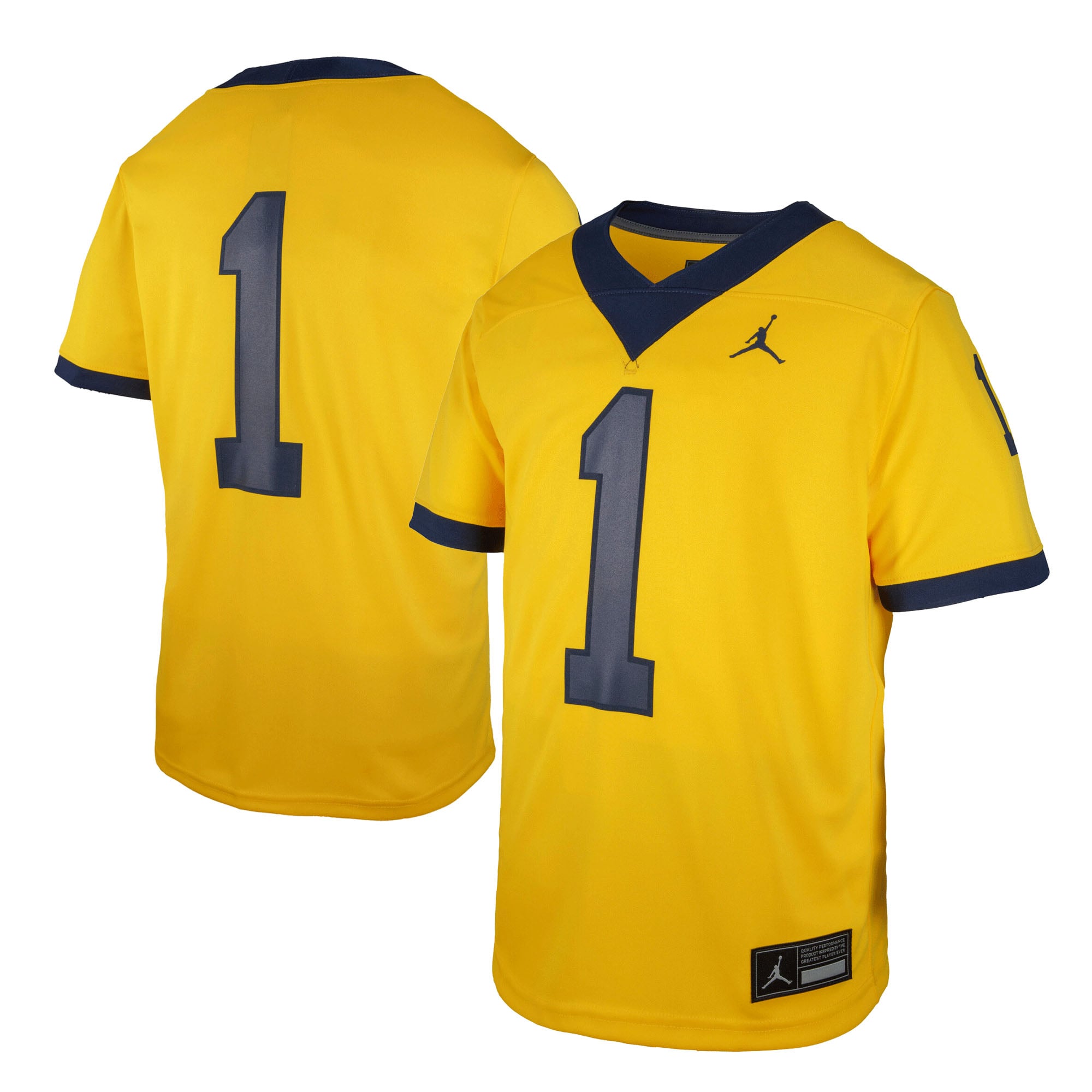 Michigan Wolverines Toddler Football Jersey Maize - front and back view