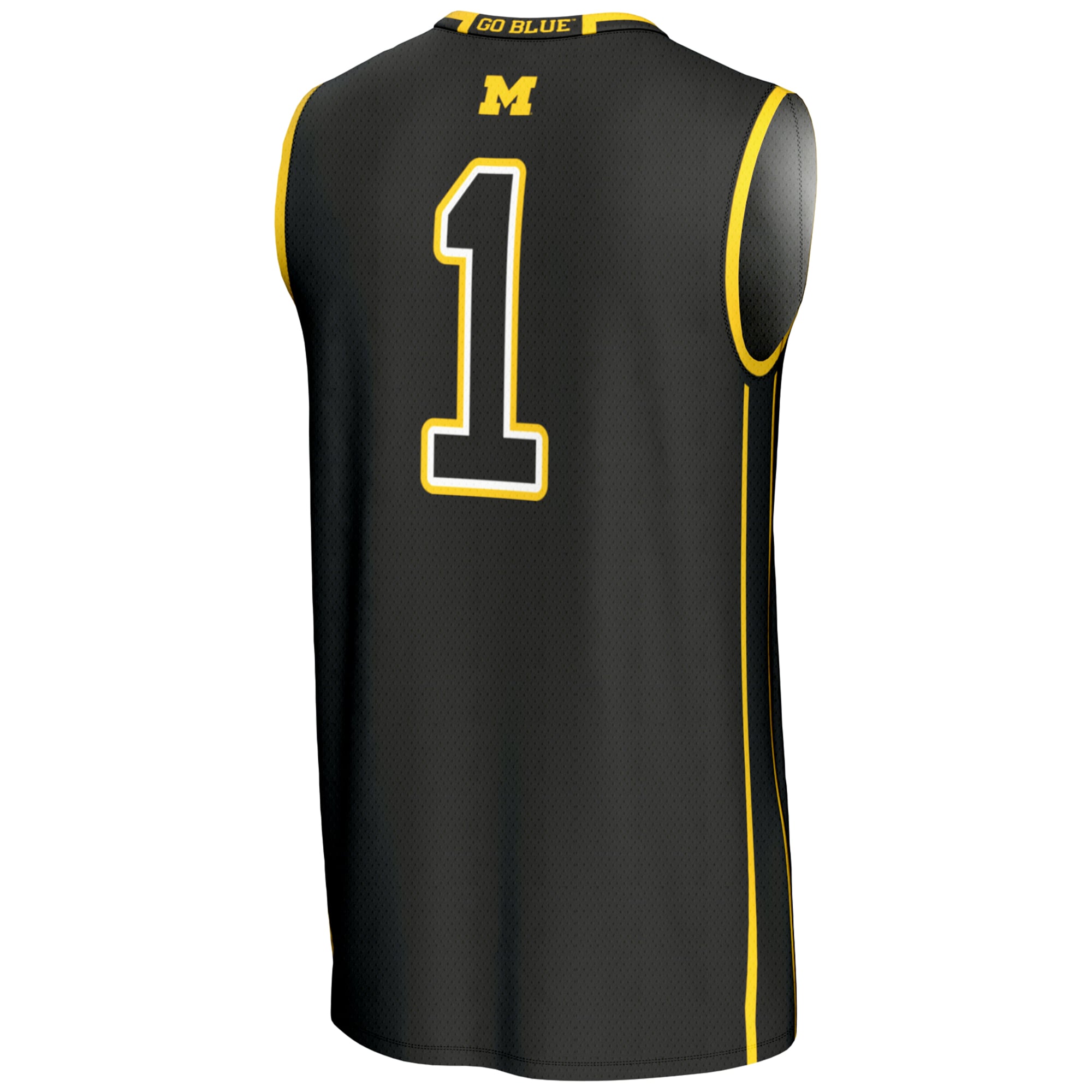 #1 Michigan Wolverines Unisex Lightweight Basketball Jersey Black - back view