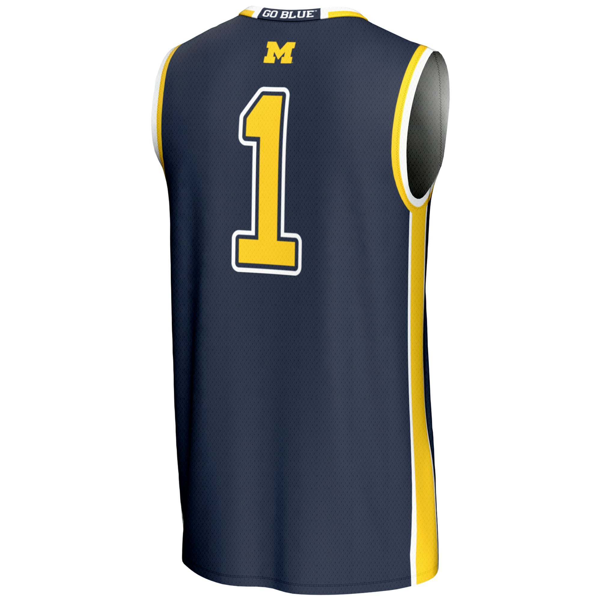 #1 Michigan Wolverines Unisex Lightweight Basketball Jersey Navy - back view
