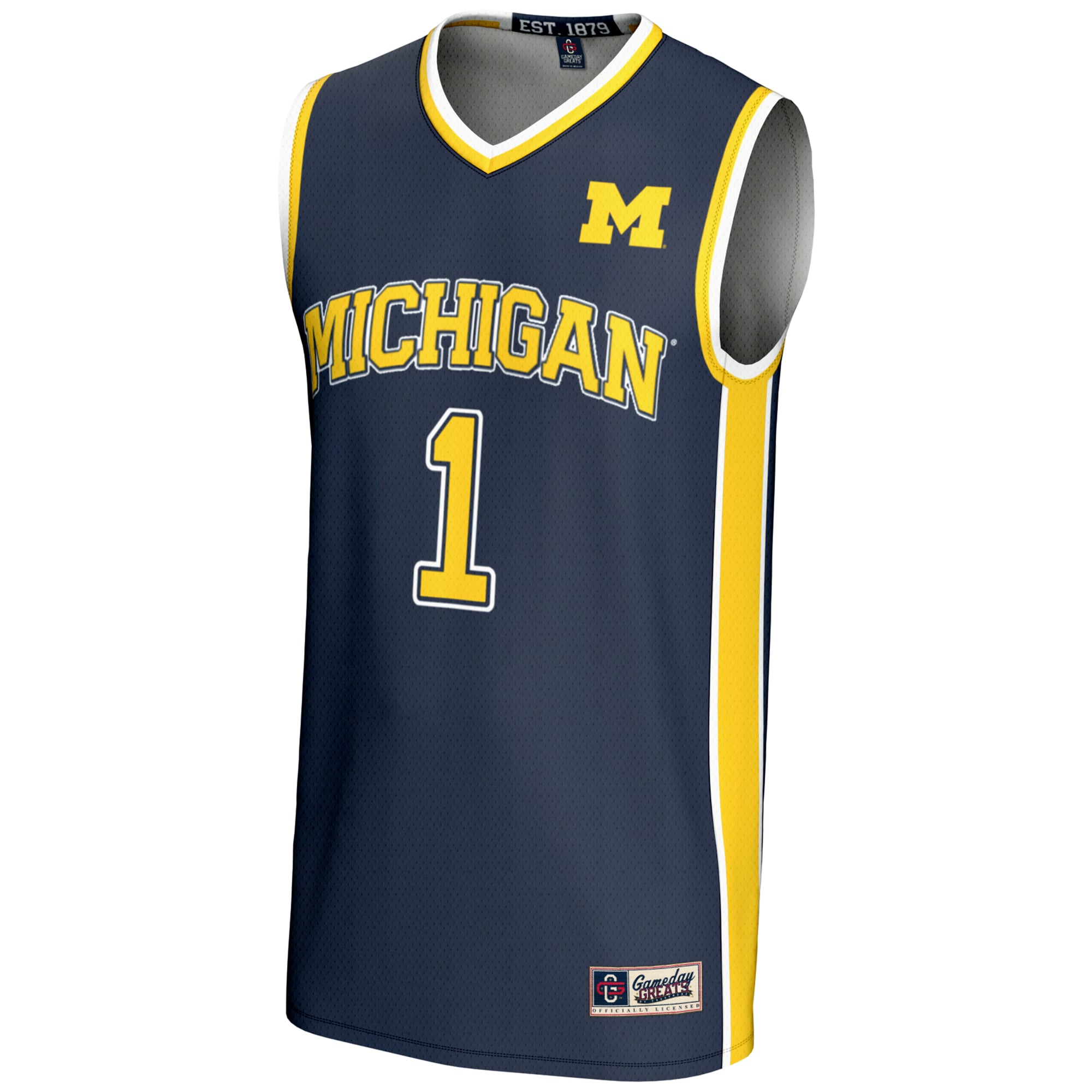 #1 Michigan Wolverines Unisex Lightweight Basketball Jersey Navy - front view