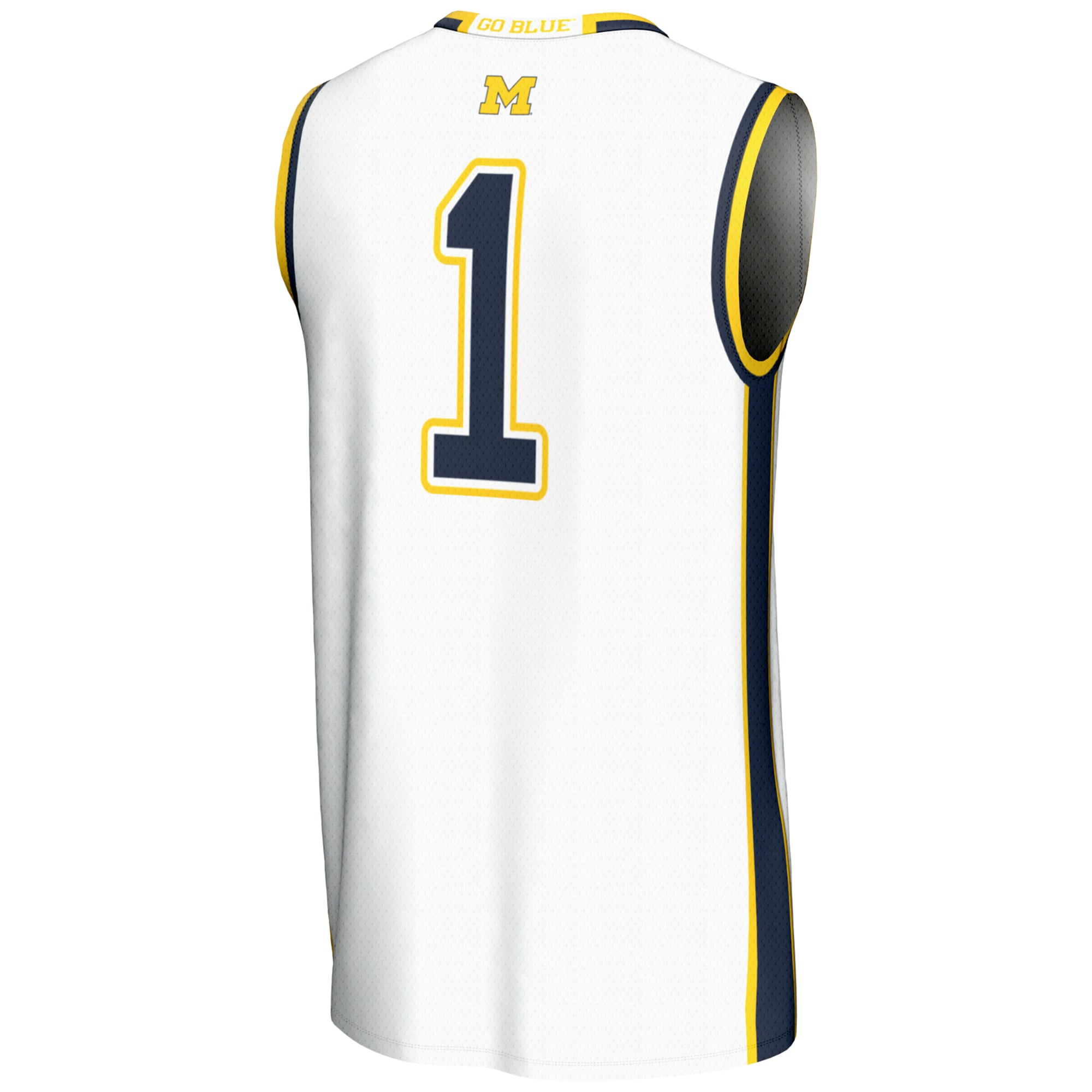 #1 Michigan Wolverines Unisex Lightweight Basketball Jersey White - back view