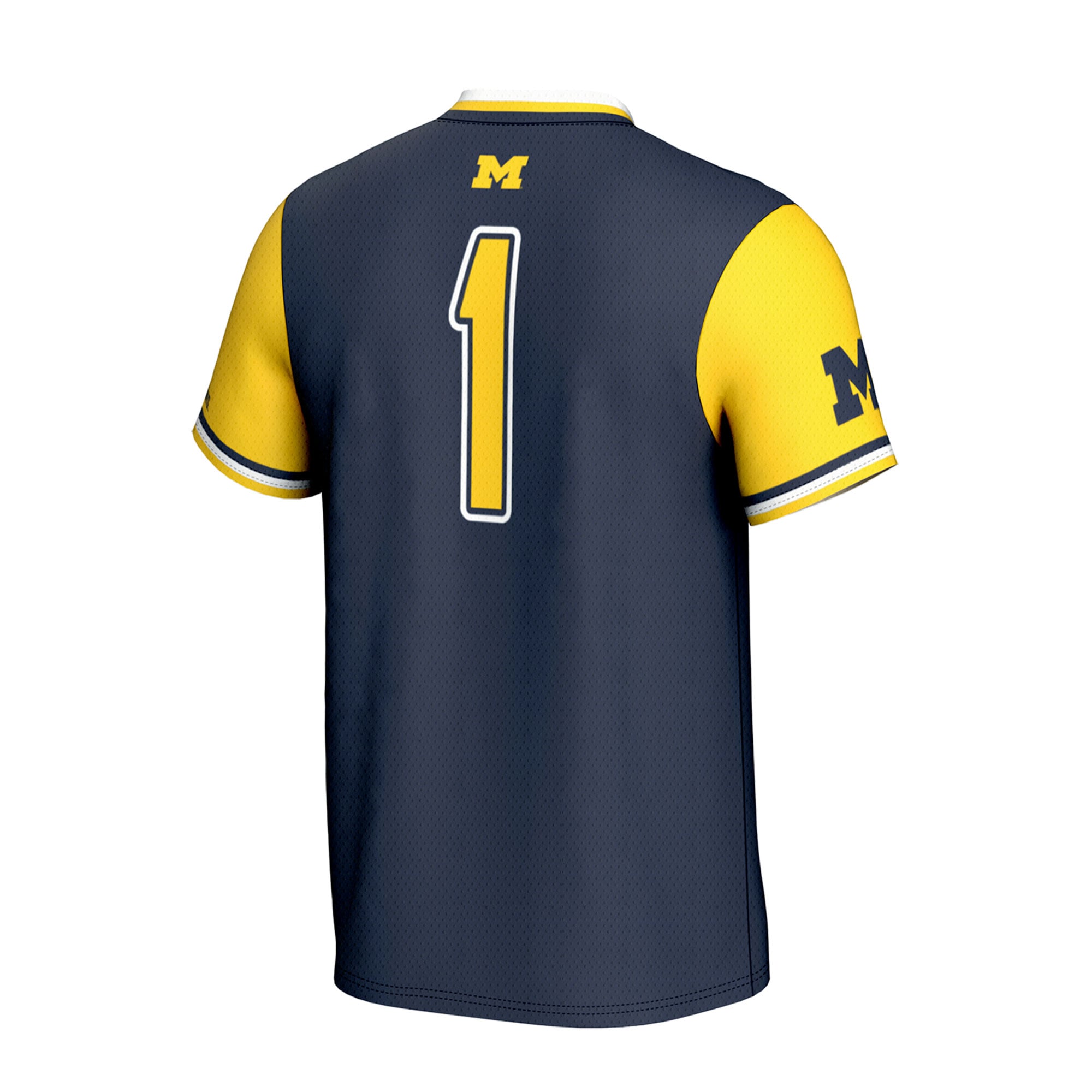 Michigan Wolverines Unisex Lightweight Collegiate Softball Fashion Jersey Navy - back view