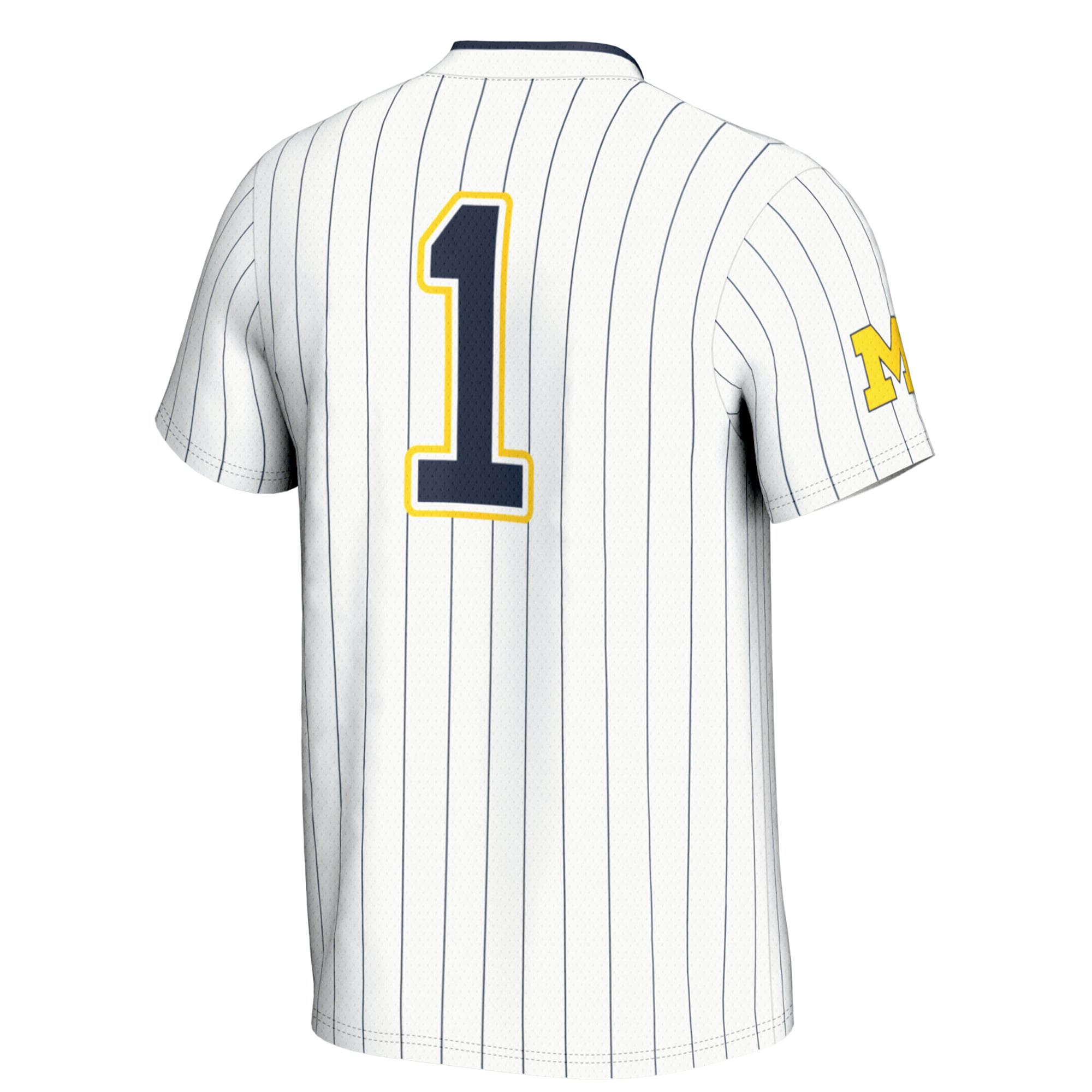 #1 Michigan Wolverines Unisex Lightweight Softball Jersey White - back view