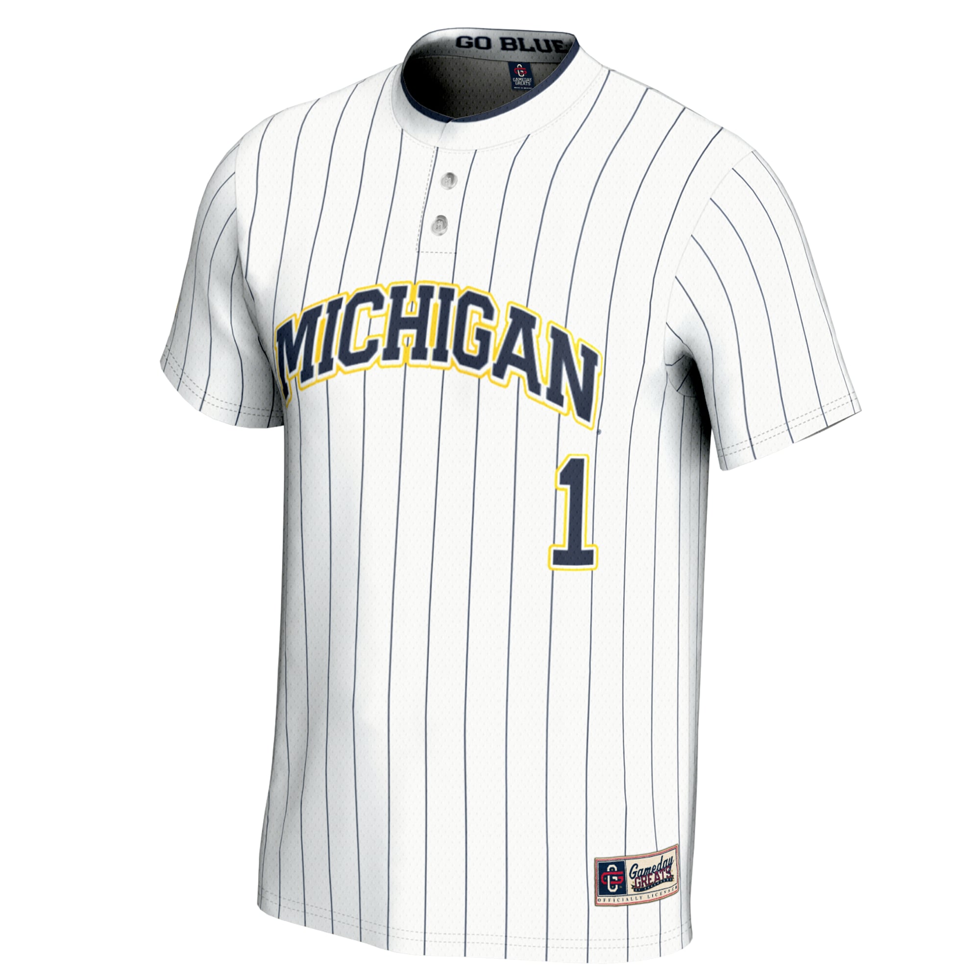 #1 Michigan Wolverines Unisex Lightweight Softball Jersey White - front view