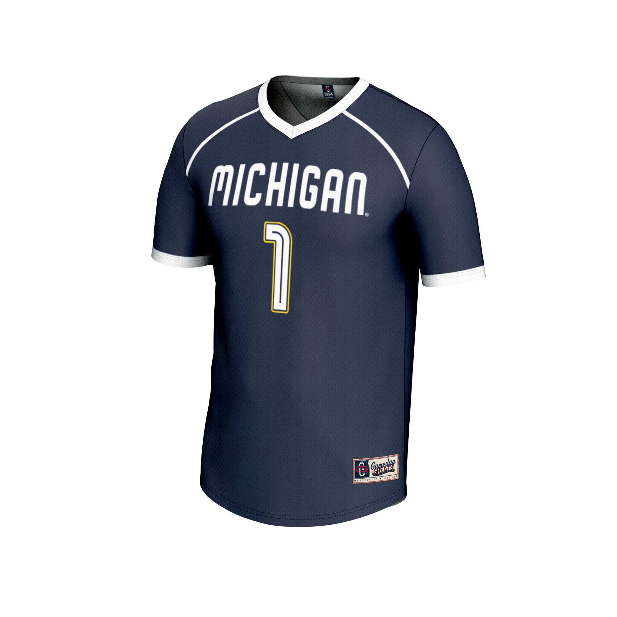 #1 Michigan Wolverines Unisex Lightweight Women's Lacrosse Fashion Jersey Navy - front view