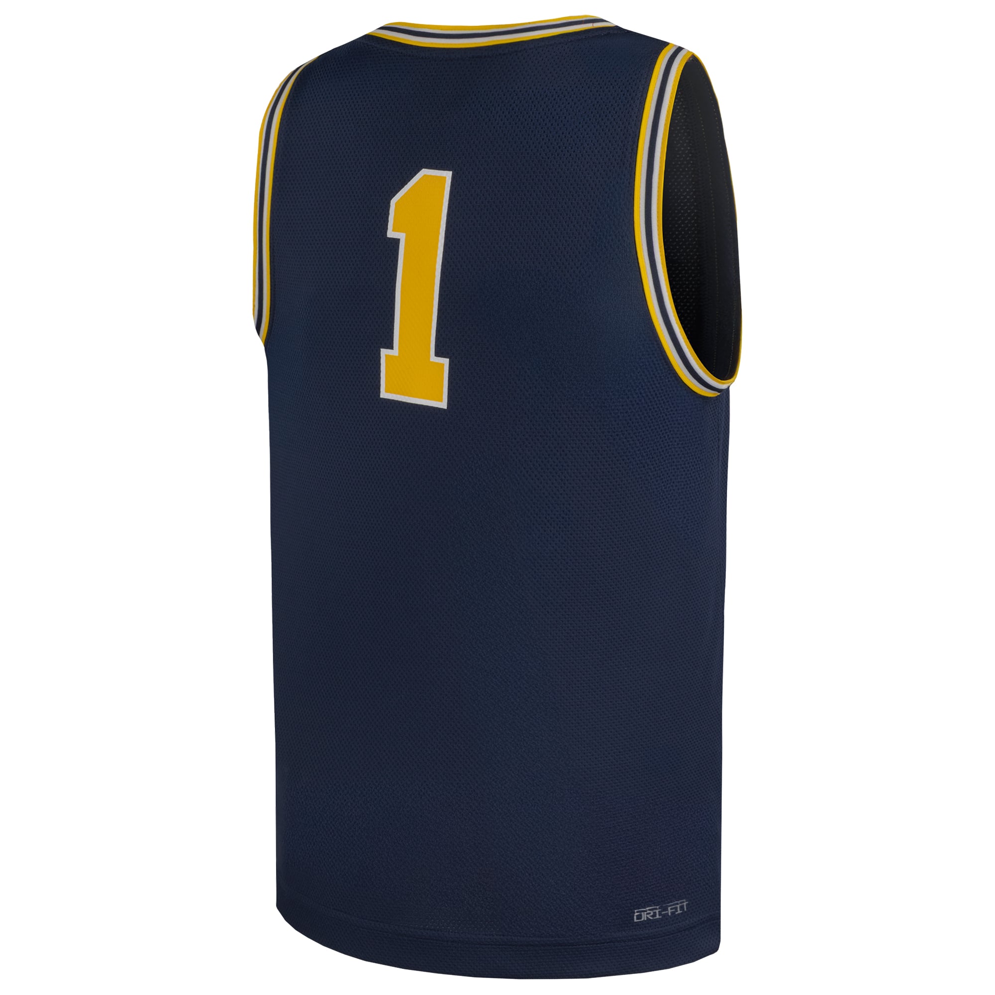 #1 Michigan Wolverines Youth Basketball Jersey Navy - back view