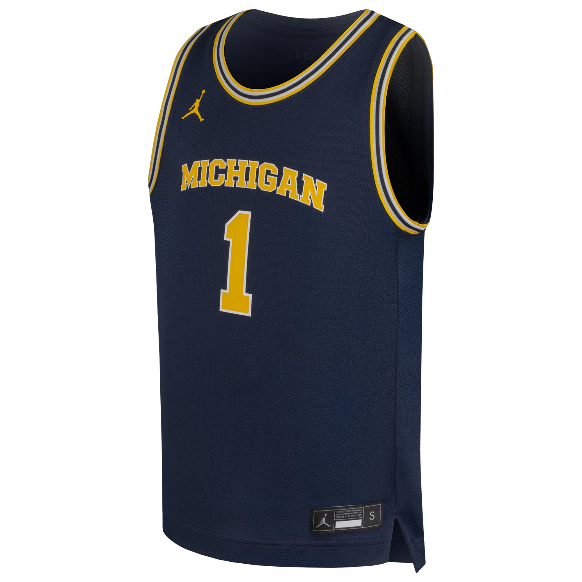 #1 Michigan Wolverines Youth Basketball Jersey Navy - front view