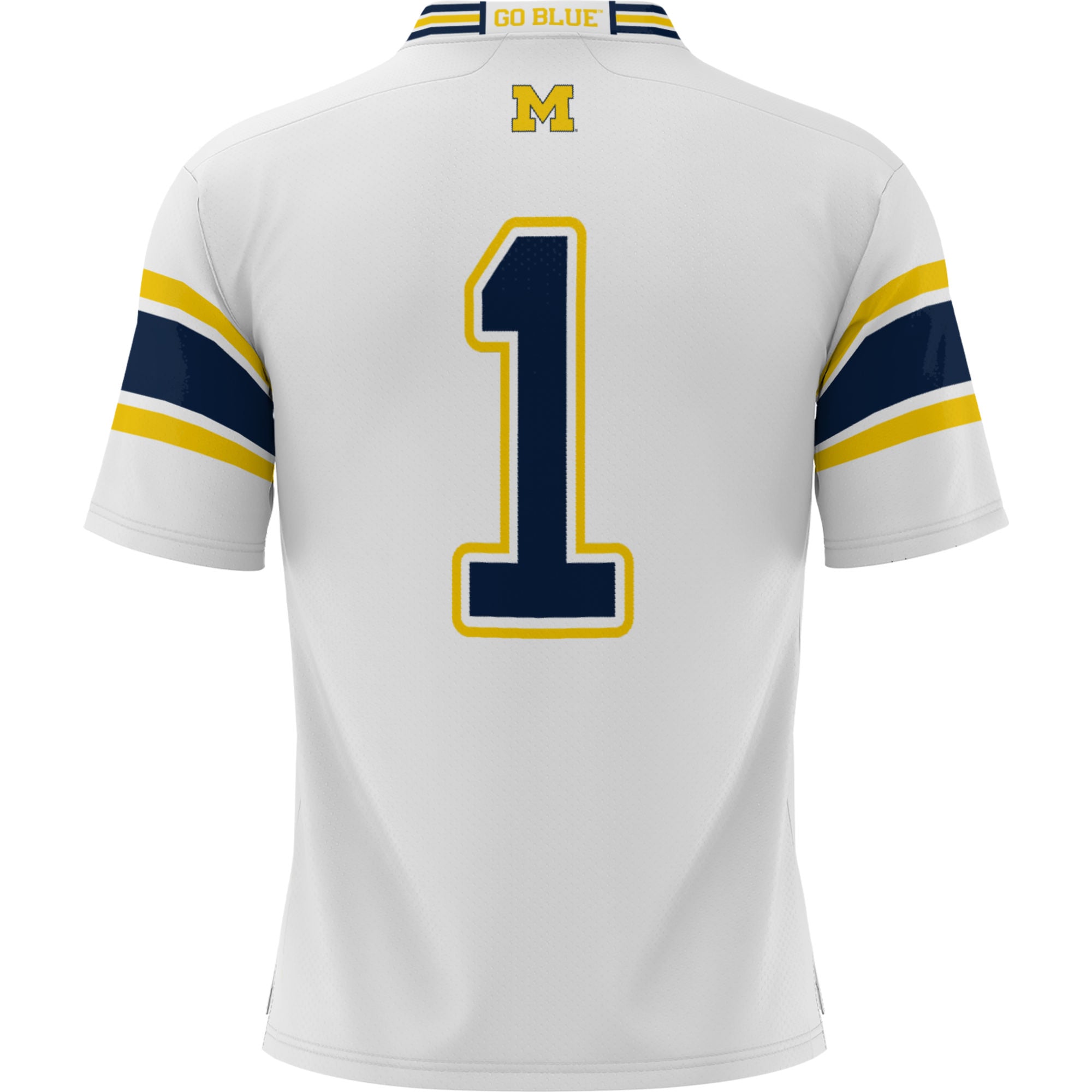 #1 Michigan Wolverines Youth Football Jersey White - back view