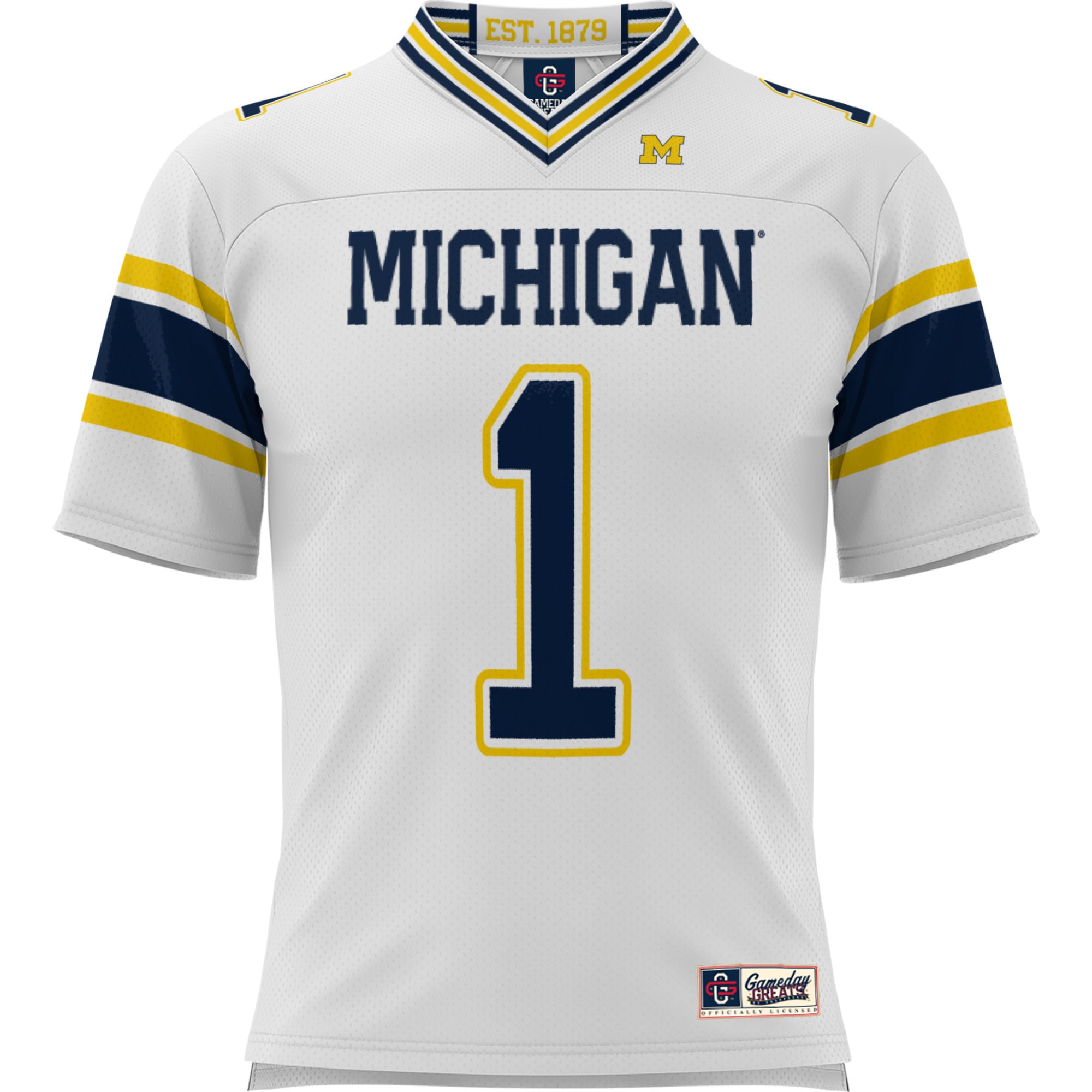 #1 Michigan Wolverines Youth Football Jersey White - front view